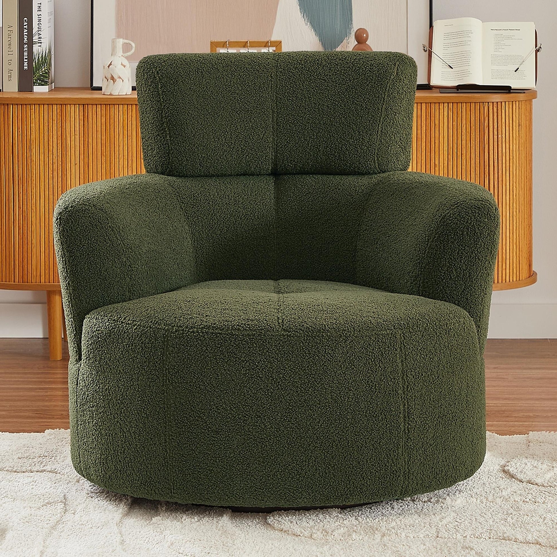 Chaise pivotante à 360°, chaise en forme de tonneau rembourrée avec repose-tête réglable, chaise de salon moderne et ronde pour salon.