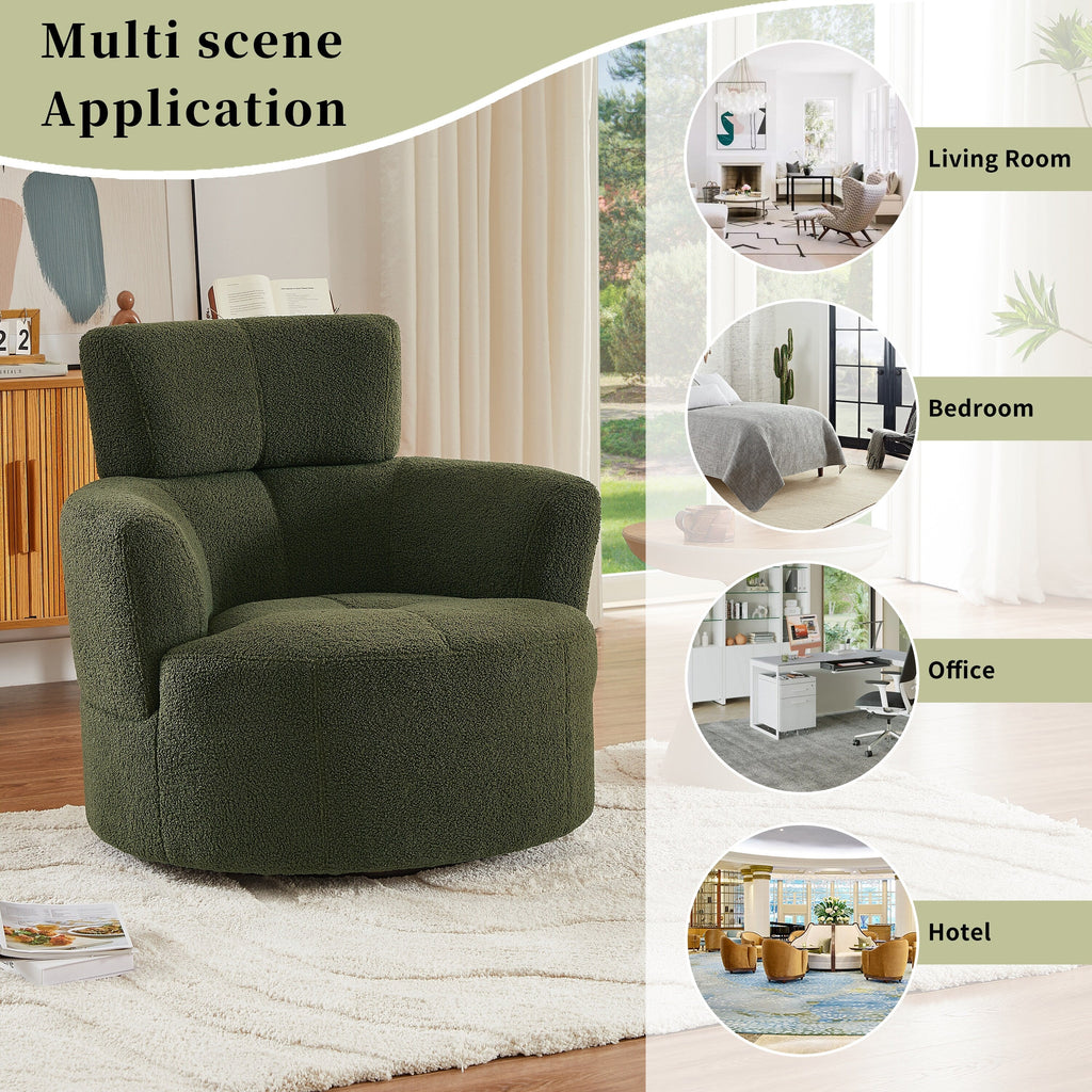 Chaise pivotante à 360°, chaise en forme de tonneau rembourrée avec repose-tête réglable, chaise de salon moderne et ronde pour salon.