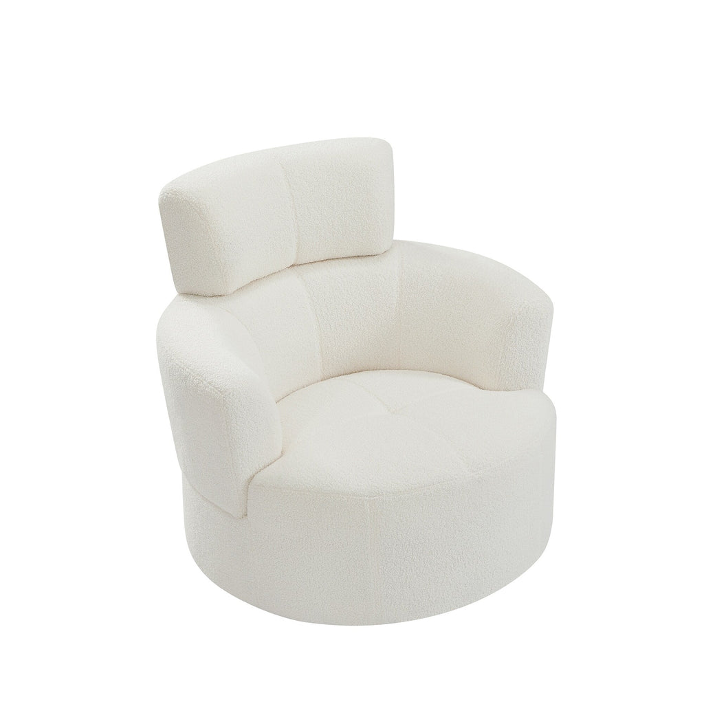 Chaise pivotante à 360°, chaise en forme de tonneau rembourrée avec repose-tête réglable, chaise de salon moderne et ronde pour salon.