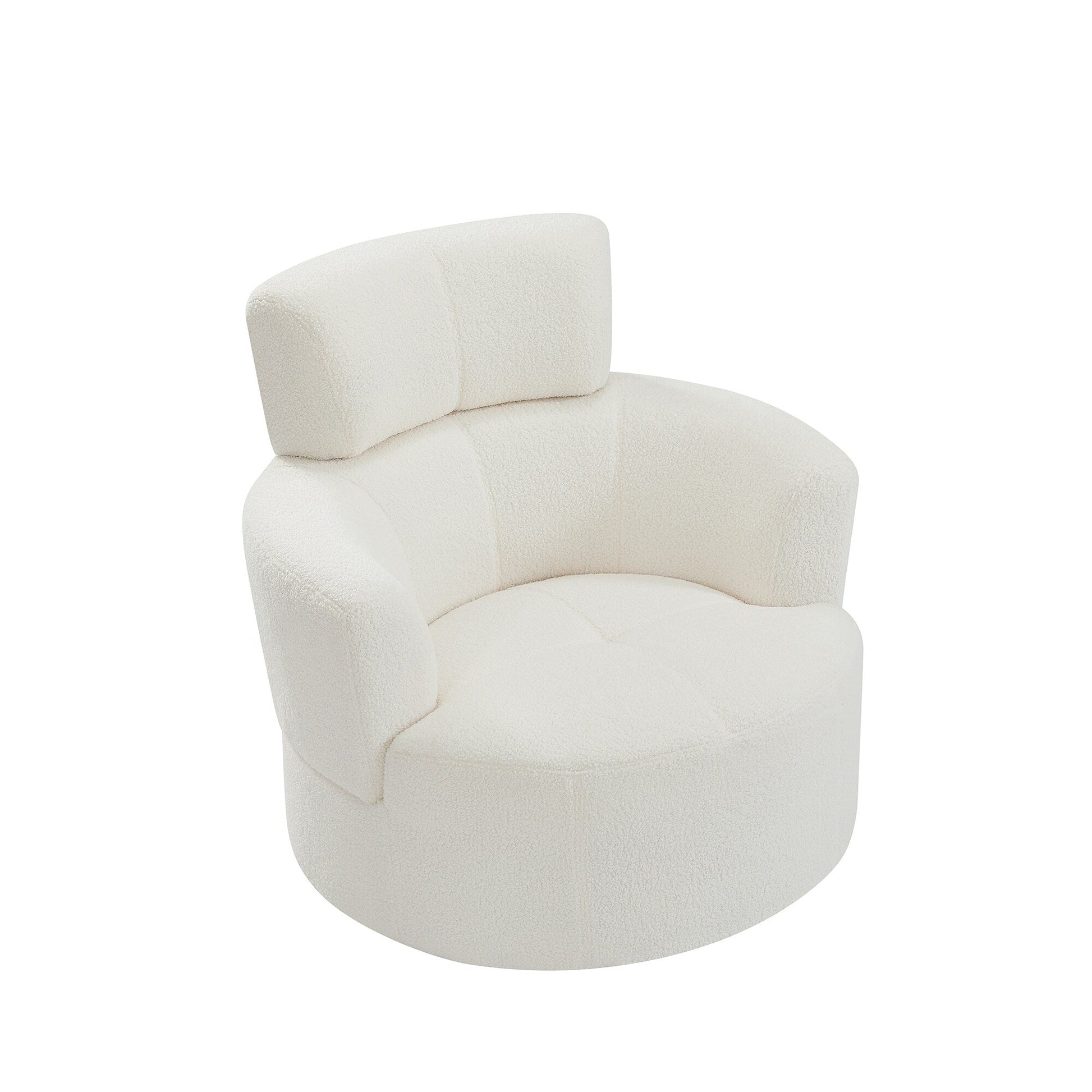 Chaise pivotante à 360°, chaise en forme de tonneau rembourrée avec repose-tête réglable, chaise de salon moderne et ronde pour salon.