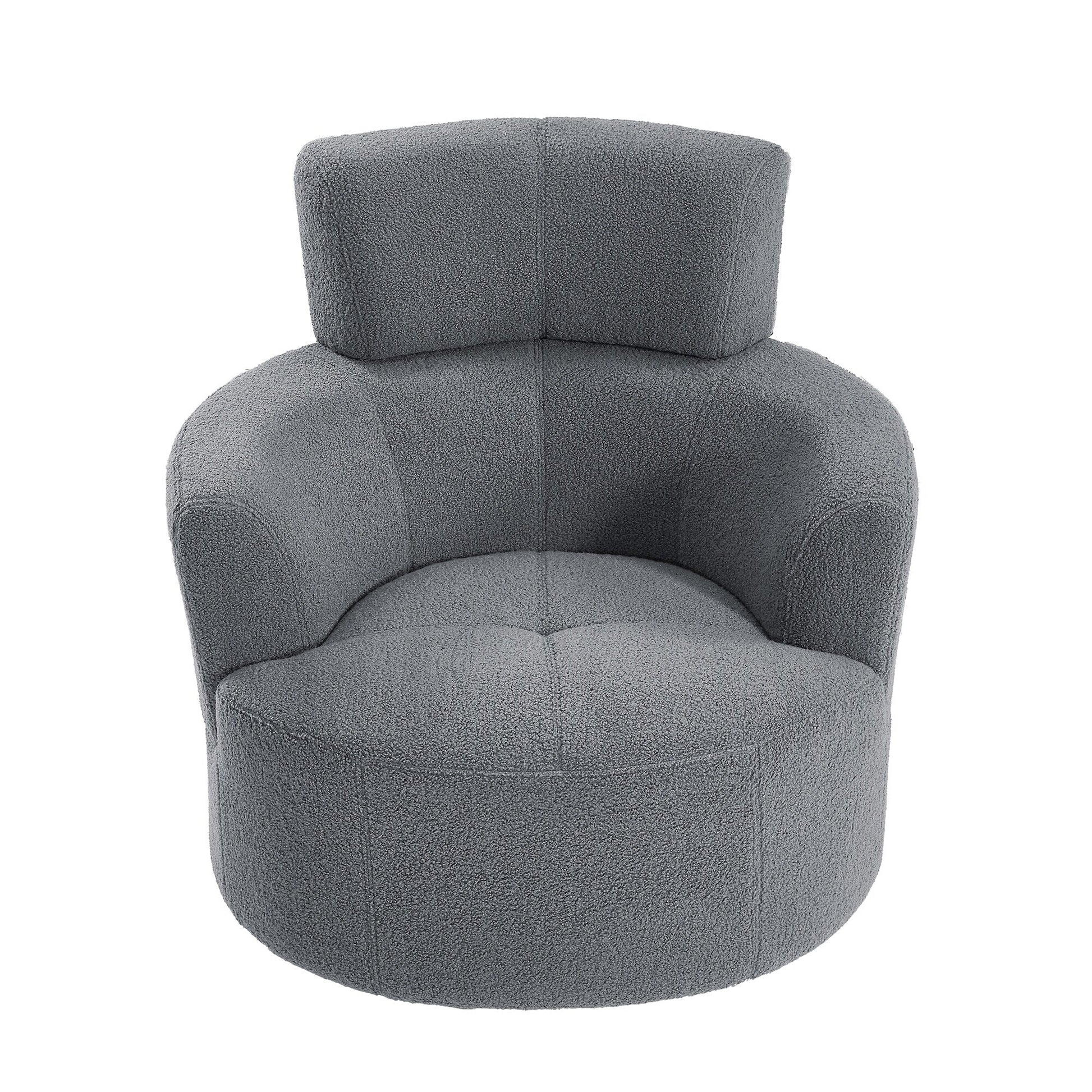 Chaise pivotante à 360°, chaise en forme de tonneau rembourrée avec repose-tête réglable, chaise de salon moderne et ronde pour salon.