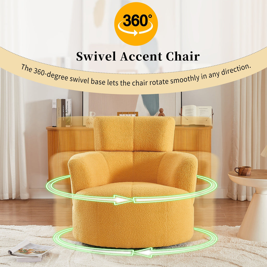 Chaise pivotante à 360°, chaise en forme de tonneau rembourrée avec repose-tête réglable, chaise de salon moderne et ronde pour salon.