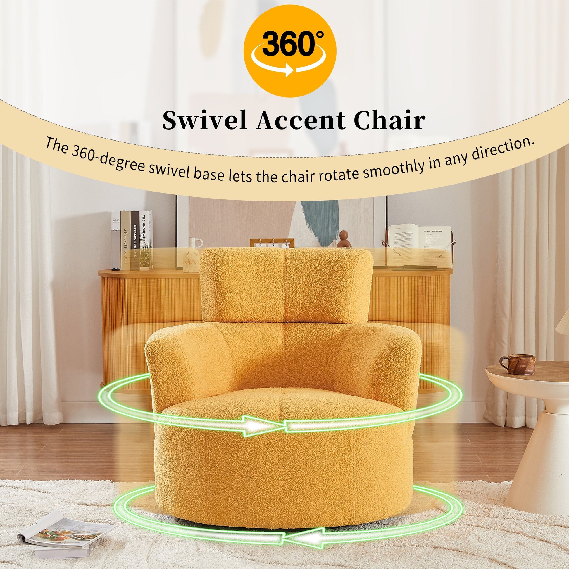 Chaise pivotante à 360°, chaise en forme de tonneau rembourrée avec repose-tête réglable, chaise de salon moderne et ronde pour salon.