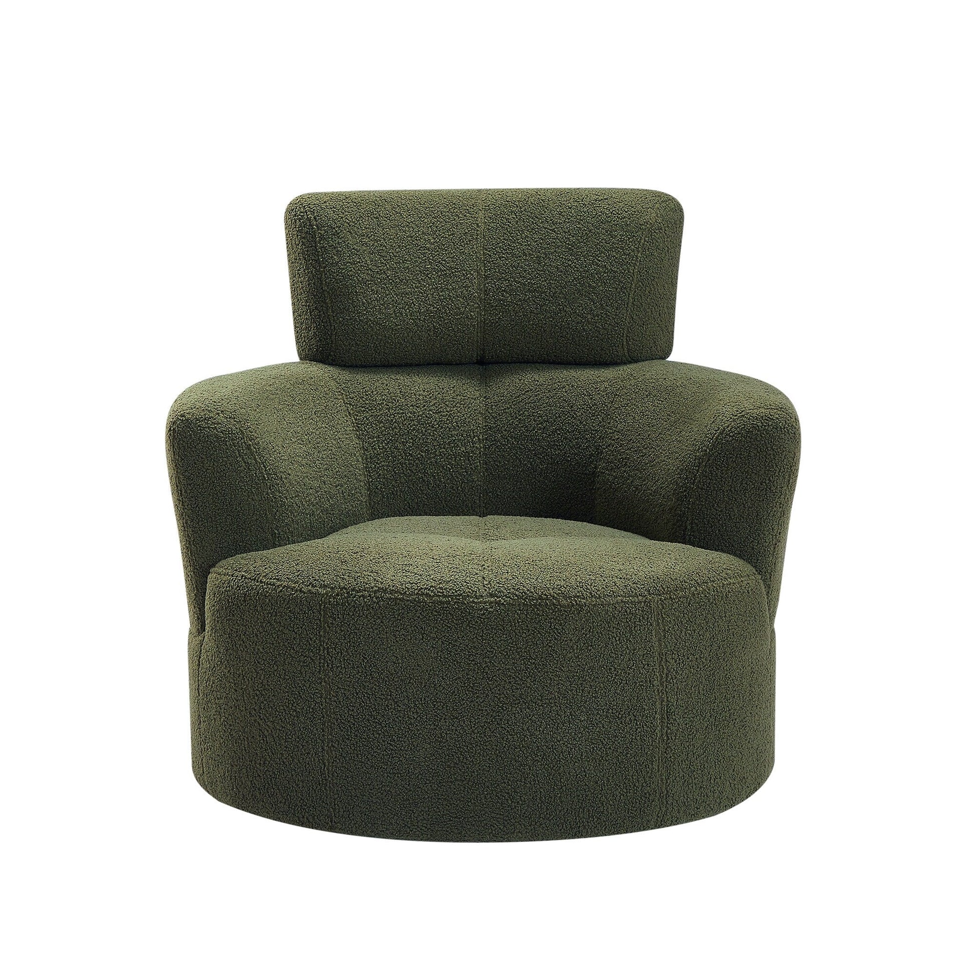 Chaise pivotante à 360°, chaise en forme de tonneau rembourrée avec repose-tête réglable, chaise de salon moderne et ronde pour salon.