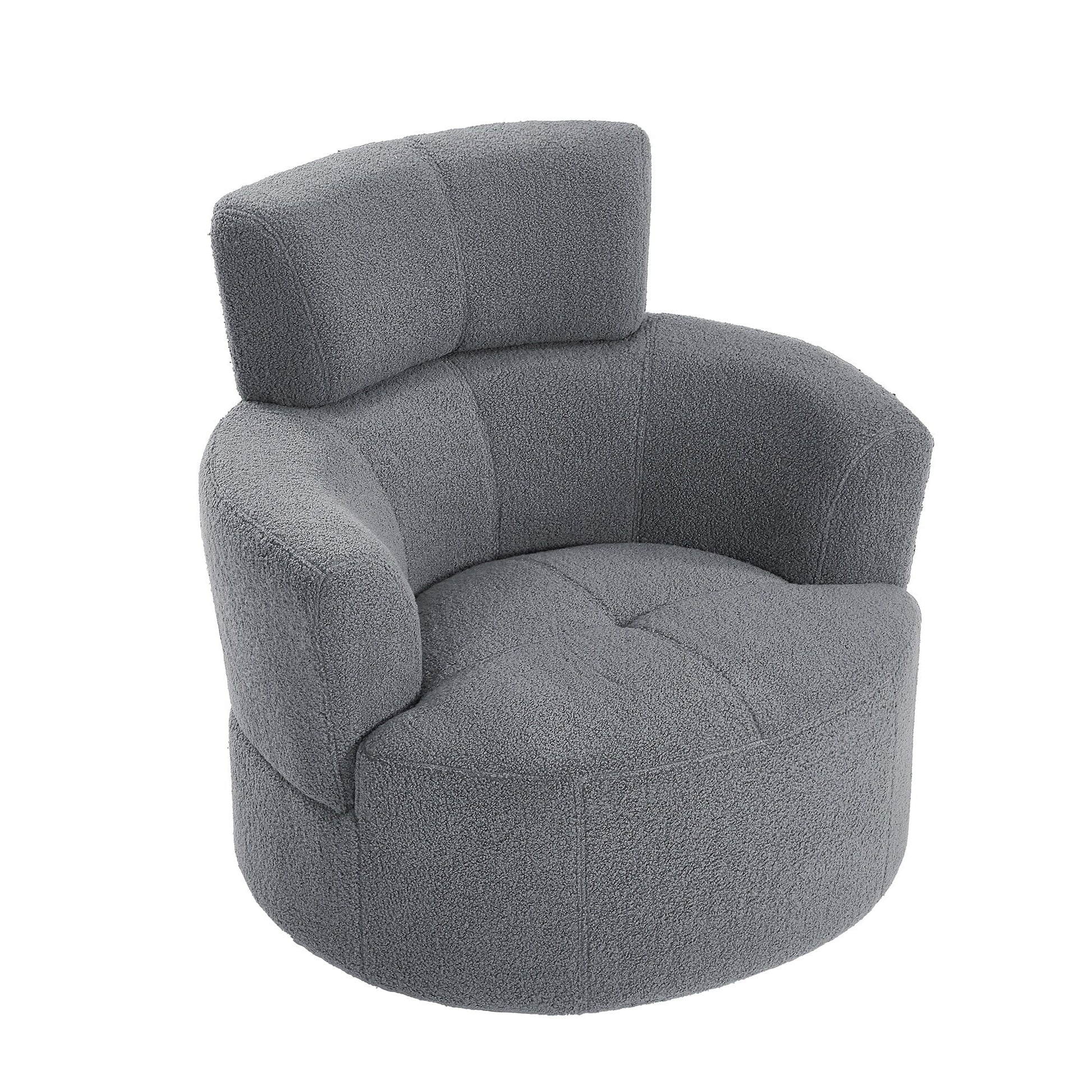 Chaise pivotante à 360°, chaise en forme de tonneau rembourrée avec repose-tête réglable, chaise de salon moderne et ronde pour salon.