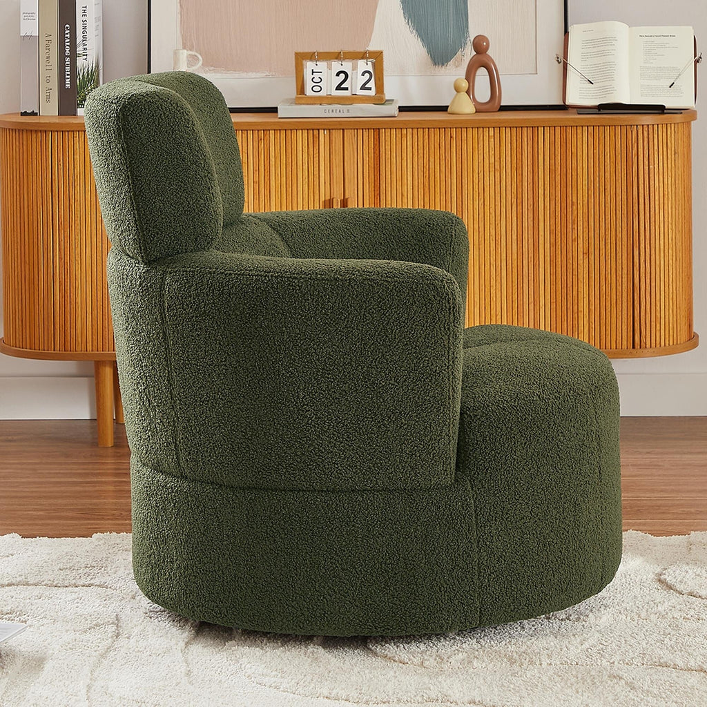 Chaise pivotante à 360°, chaise en forme de tonneau rembourrée avec repose-tête réglable, chaise de salon moderne et ronde pour salon.