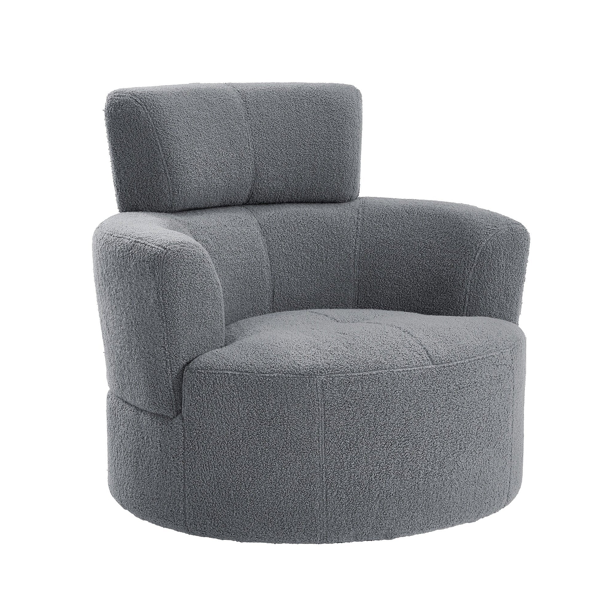 Chaise pivotante à 360°, chaise en forme de tonneau rembourrée avec repose-tête réglable, chaise de salon moderne et ronde pour salon.