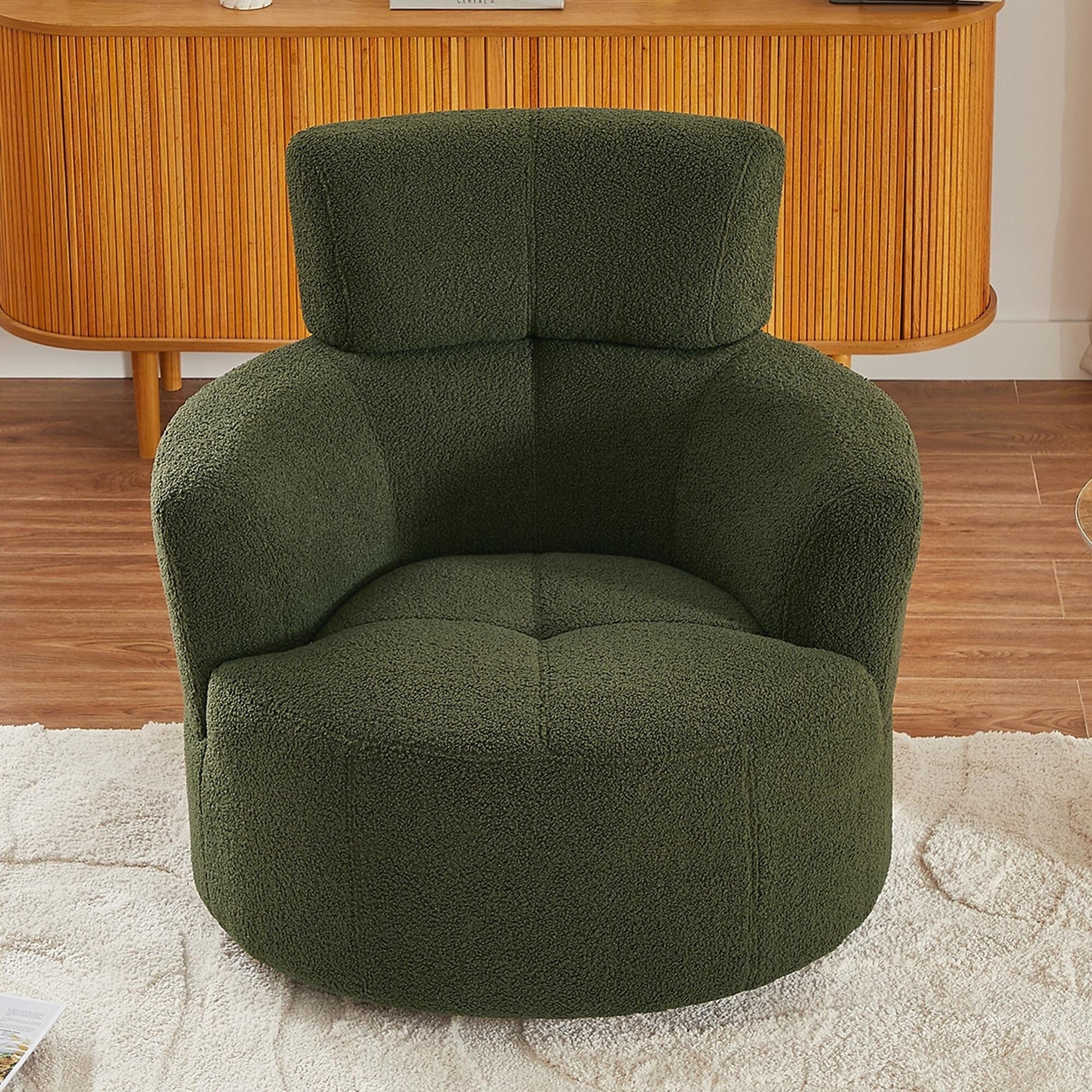 Chaise pivotante à 360°, chaise en forme de tonneau rembourrée avec repose-tête réglable, chaise de salon moderne et ronde pour salon.