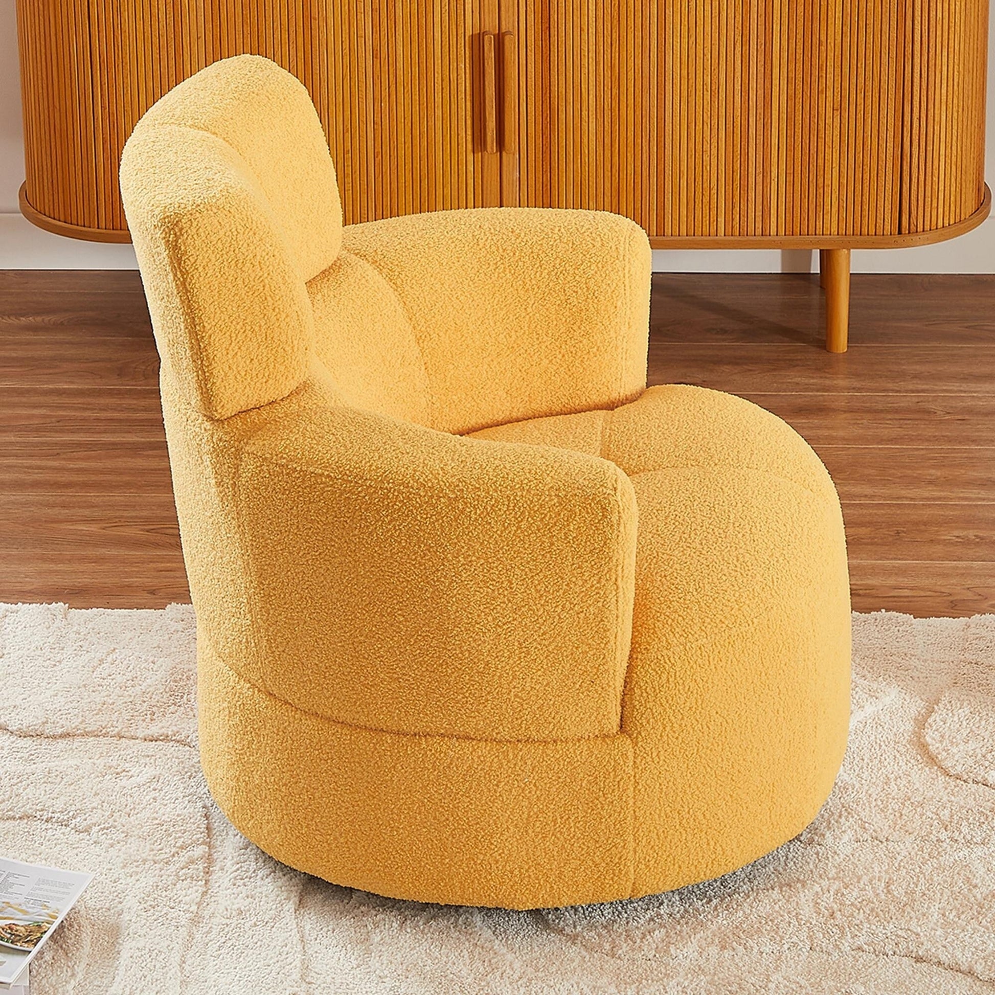 Chaise pivotante à 360°, chaise en forme de tonneau rembourrée avec repose-tête réglable, chaise de salon moderne et ronde pour salon.