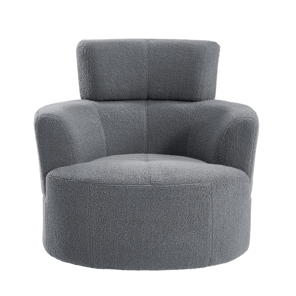 Chaise pivotante à 360°, chaise en forme de tonneau rembourrée avec repose-tête réglable, chaise de salon moderne et ronde pour salon.