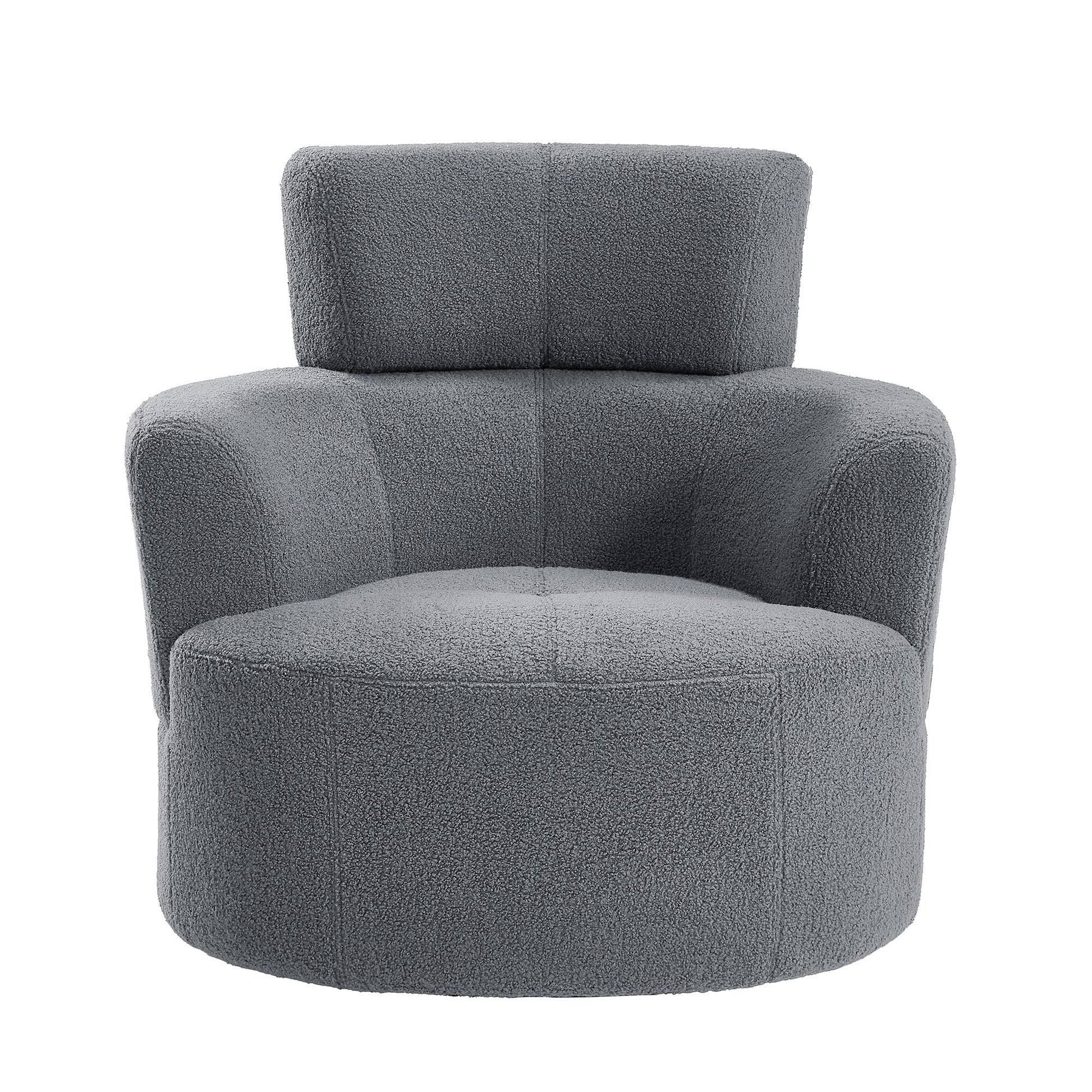 Chaise pivotante à 360°, chaise en forme de tonneau rembourrée avec repose-tête réglable, chaise de salon moderne et ronde pour salon.