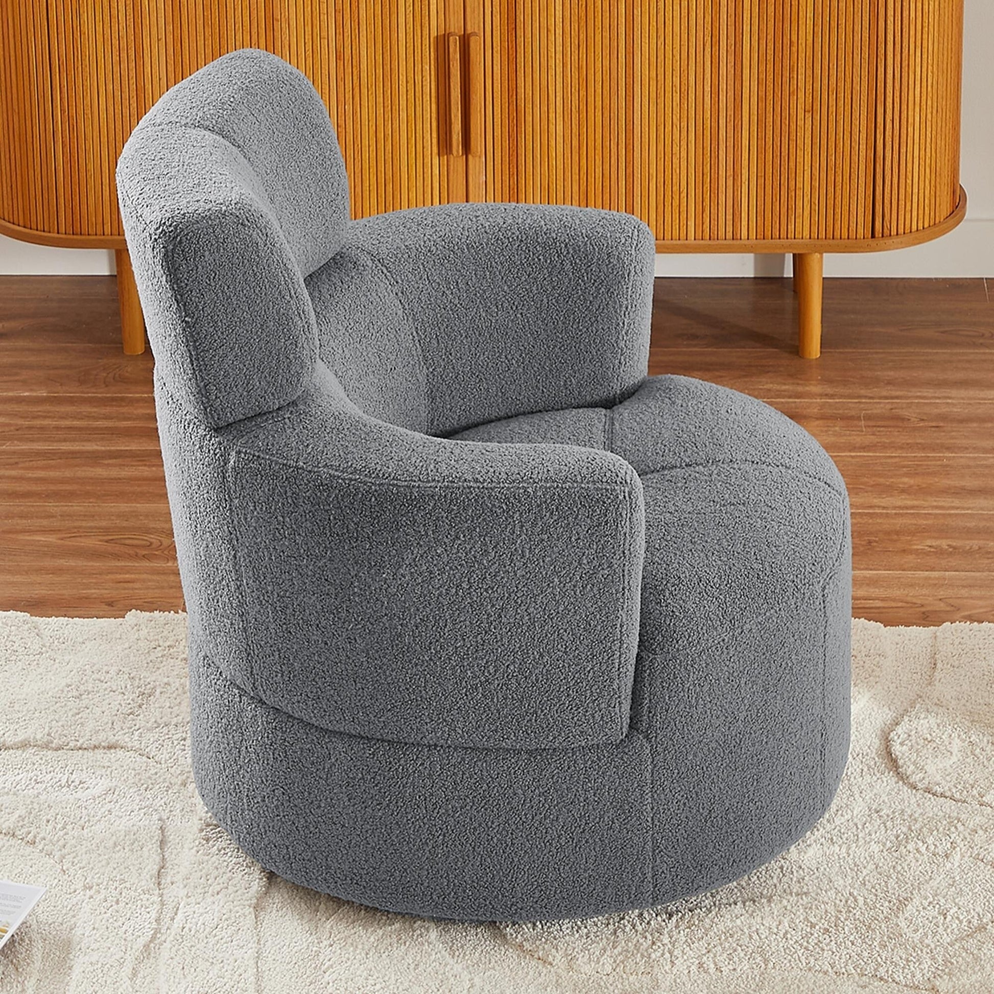 Chaise pivotante à 360°, chaise en forme de tonneau rembourrée avec repose-tête réglable, chaise de salon moderne et ronde pour salon.