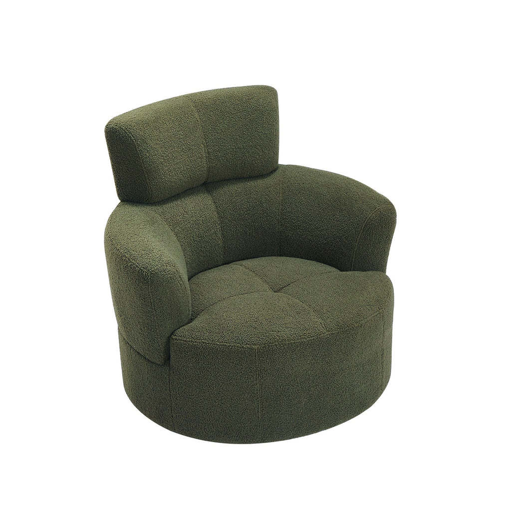 Chaise pivotante à 360°, chaise en forme de tonneau rembourrée avec repose-tête réglable, chaise de salon moderne et ronde pour salon.