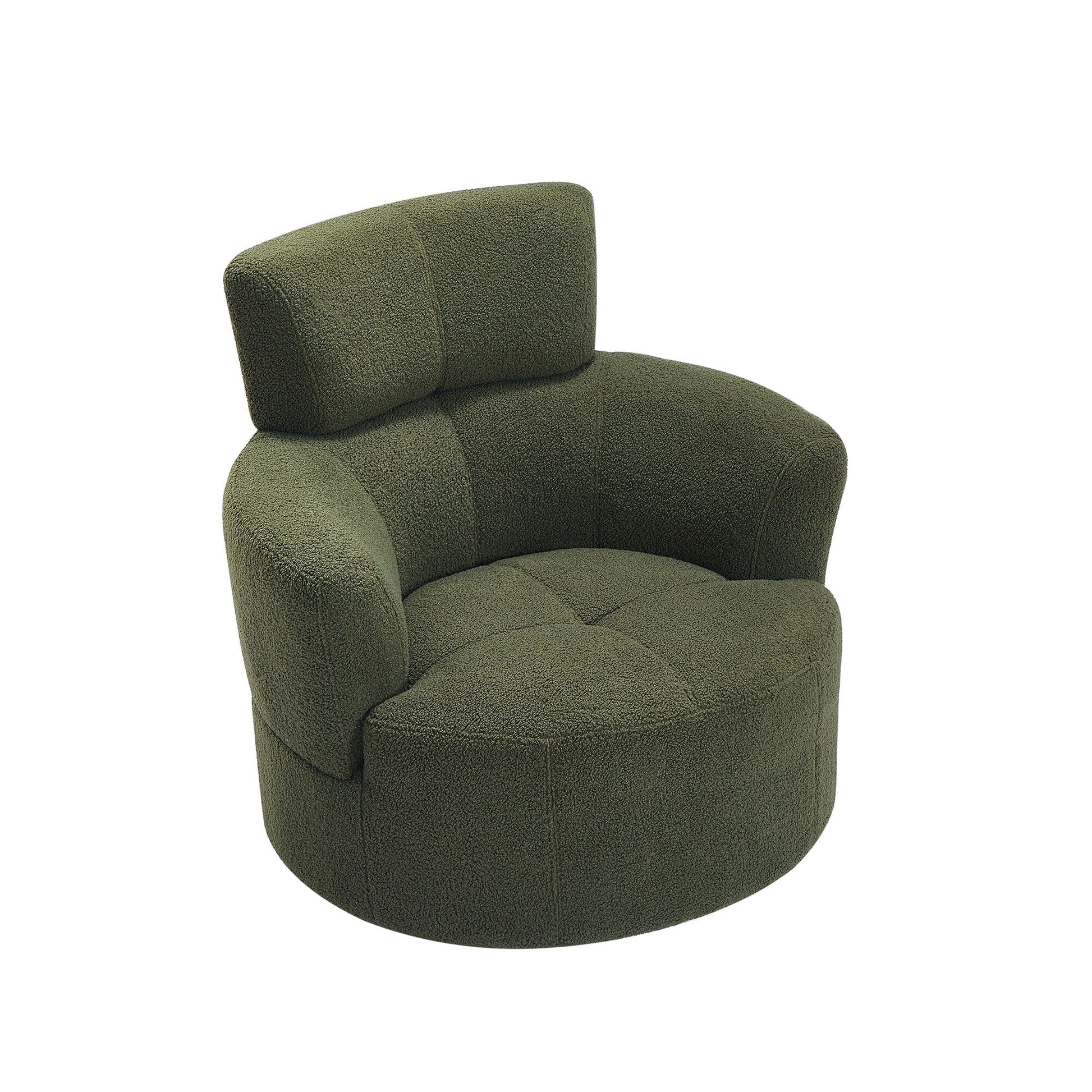 Chaise pivotante à 360°, chaise en forme de tonneau rembourrée avec repose-tête réglable, chaise de salon moderne et ronde pour salon.