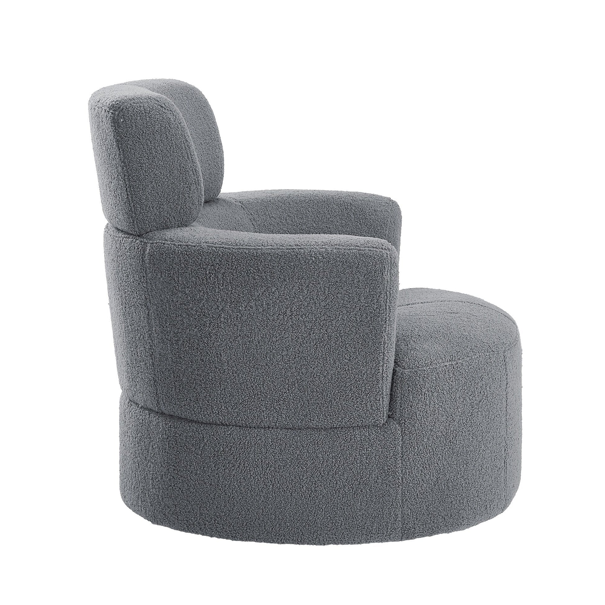 Chaise pivotante à 360°, chaise en forme de tonneau rembourrée avec repose-tête réglable, chaise de salon moderne et ronde pour salon.