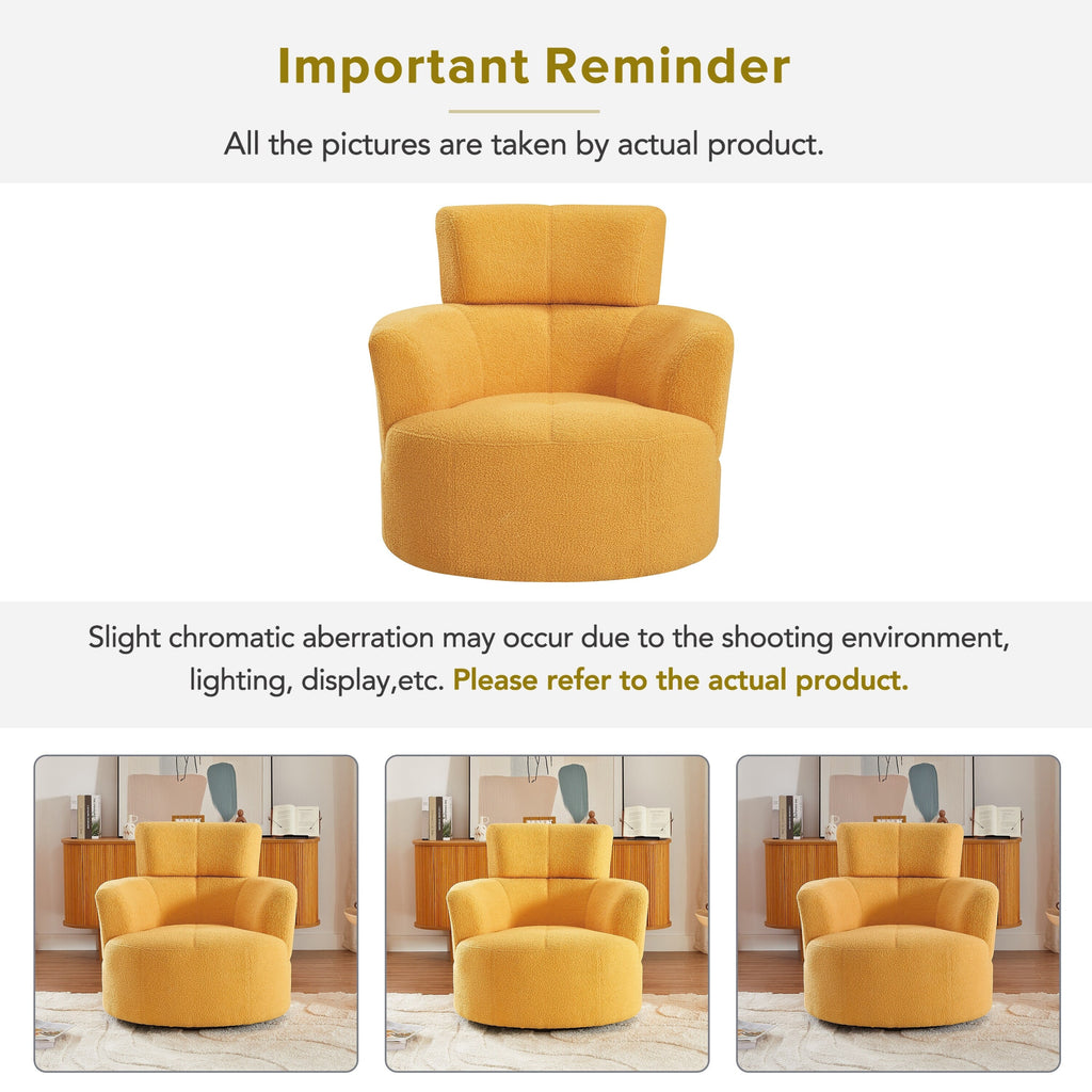 Chaise pivotante à 360°, chaise en forme de tonneau rembourrée avec repose-tête réglable, chaise de salon moderne et ronde pour salon.