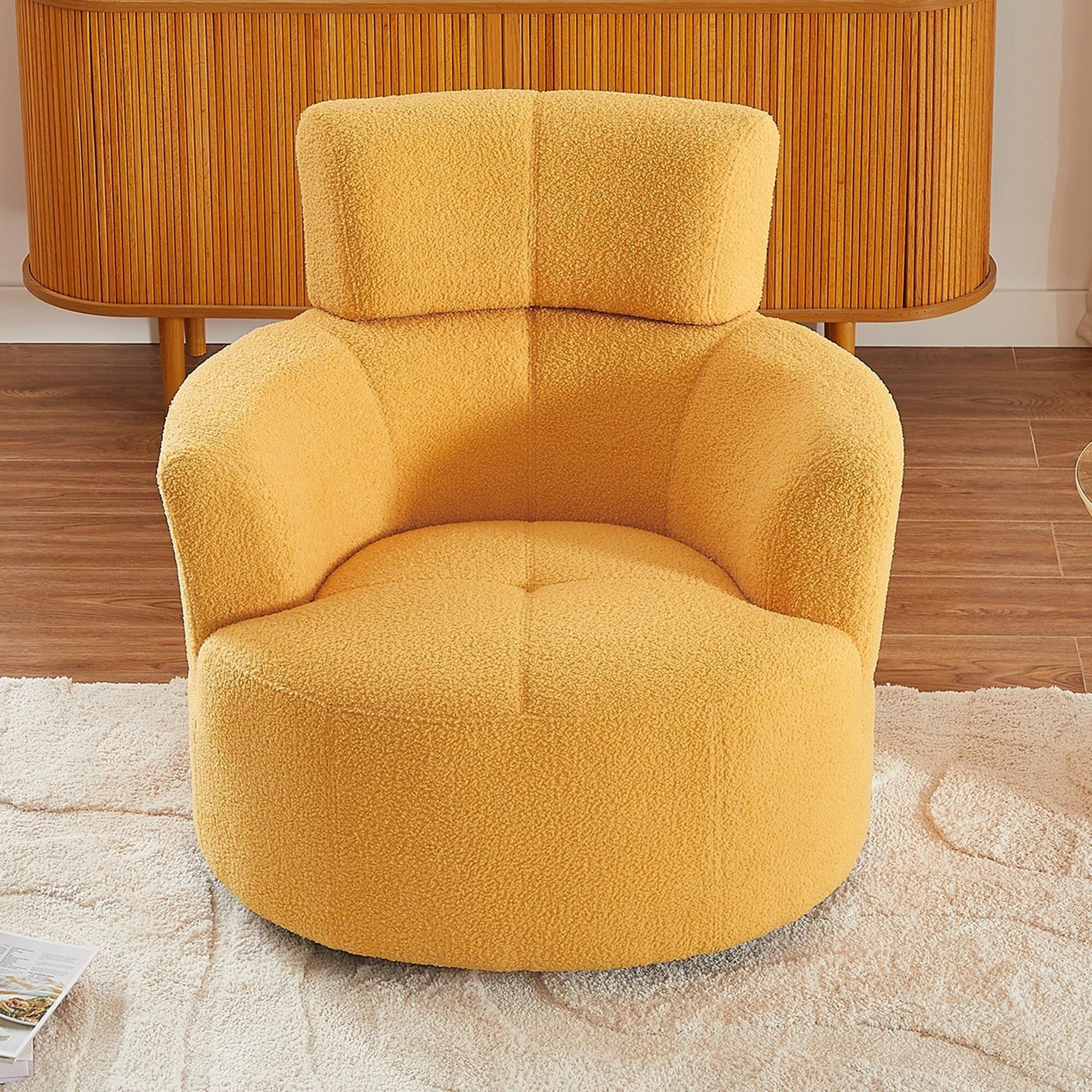 Chaise pivotante à 360°, chaise en forme de tonneau rembourrée avec repose-tête réglable, chaise de salon moderne et ronde pour salon.