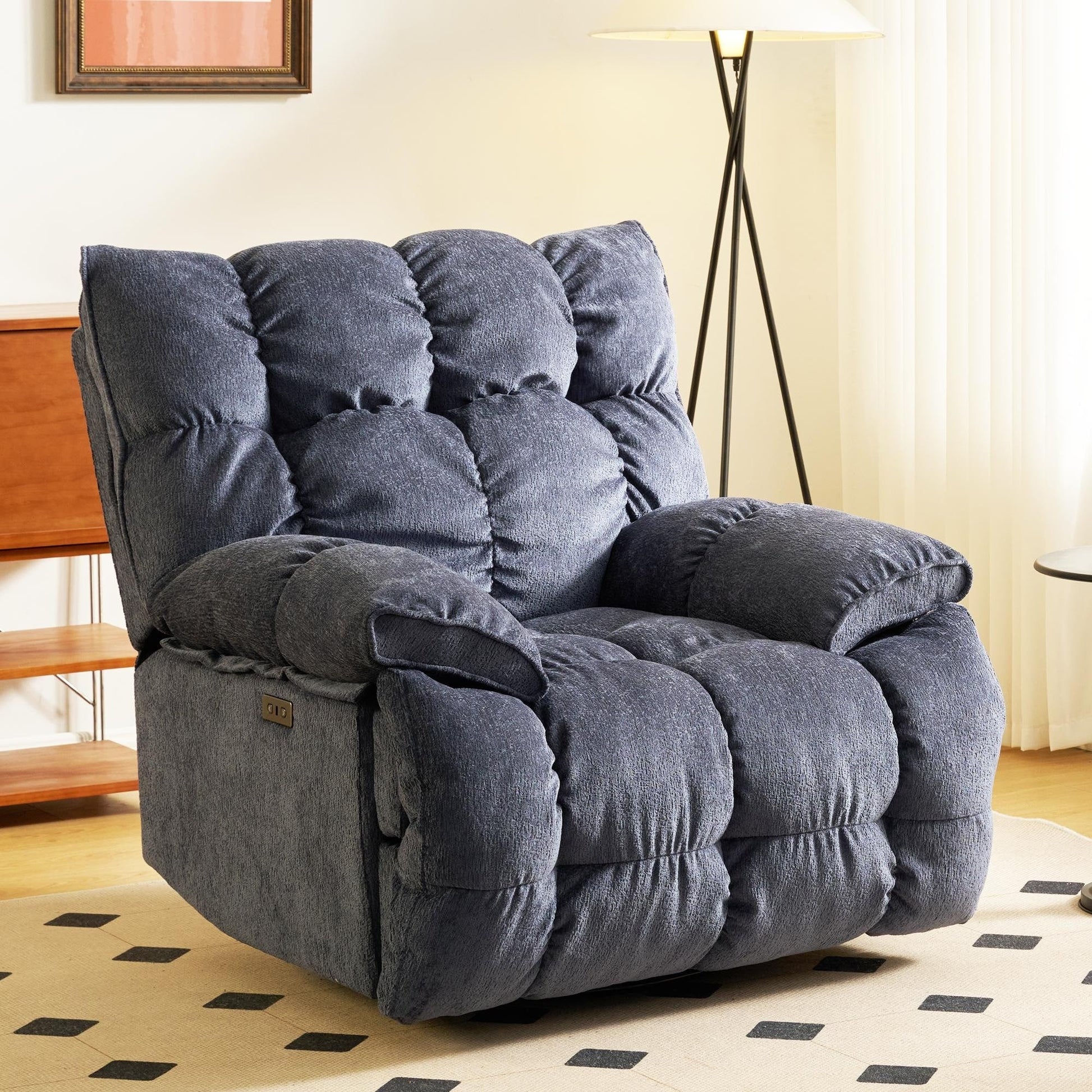 360° Swivel Electric Rocker Recliner, Plush High Backrest, Spacious Seat, Multiple Recline Positions for Ultimate Comfort
