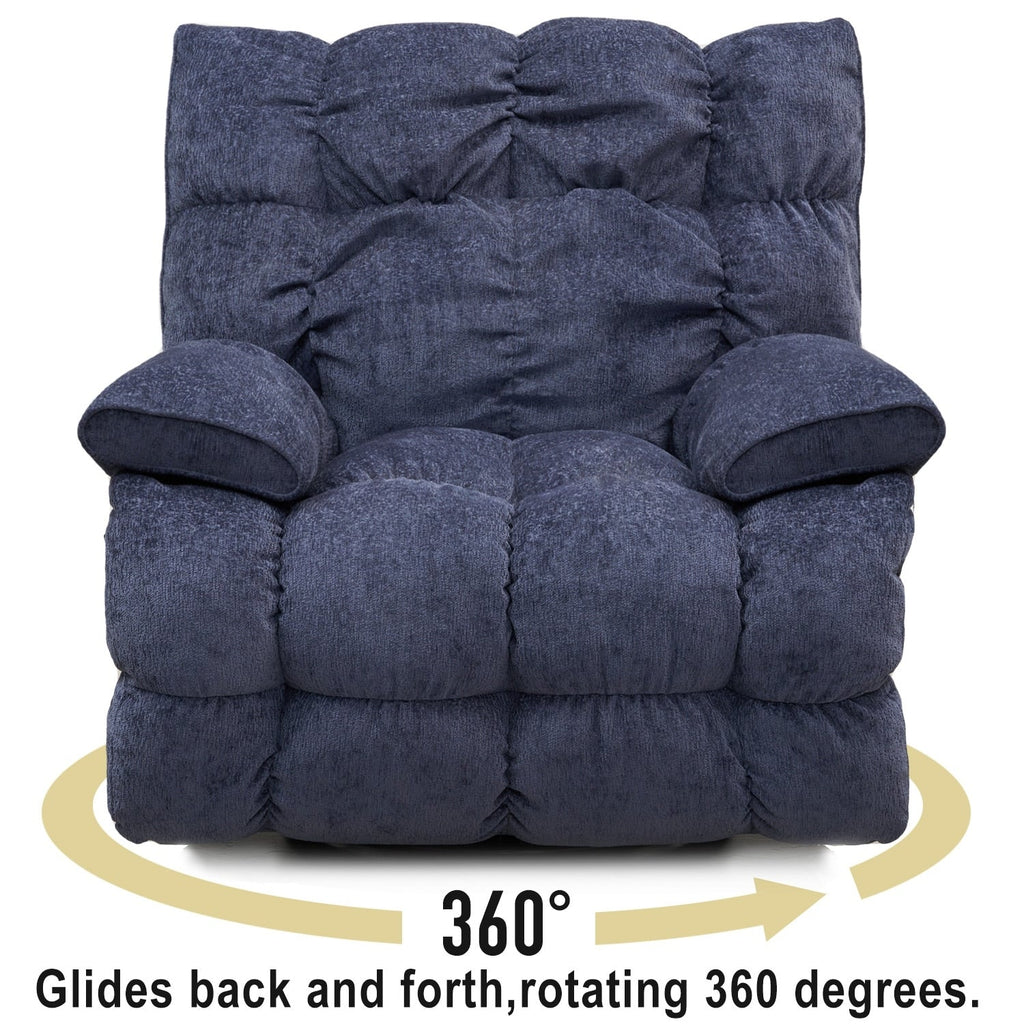 360° Swivel Electric Rocker Recliner, Plush High Backrest, Spacious Seat, Multiple Recline Positions for Ultimate Comfort