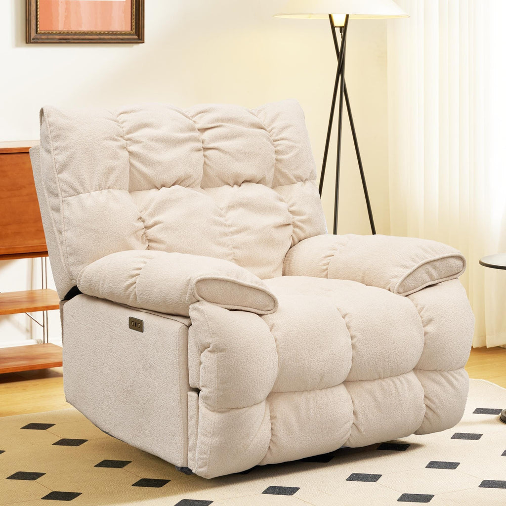 360° Swivel Electric Rocker Recliner, Plush High Backrest, Spacious Seat, Multiple Recline Positions for Ultimate Comfort