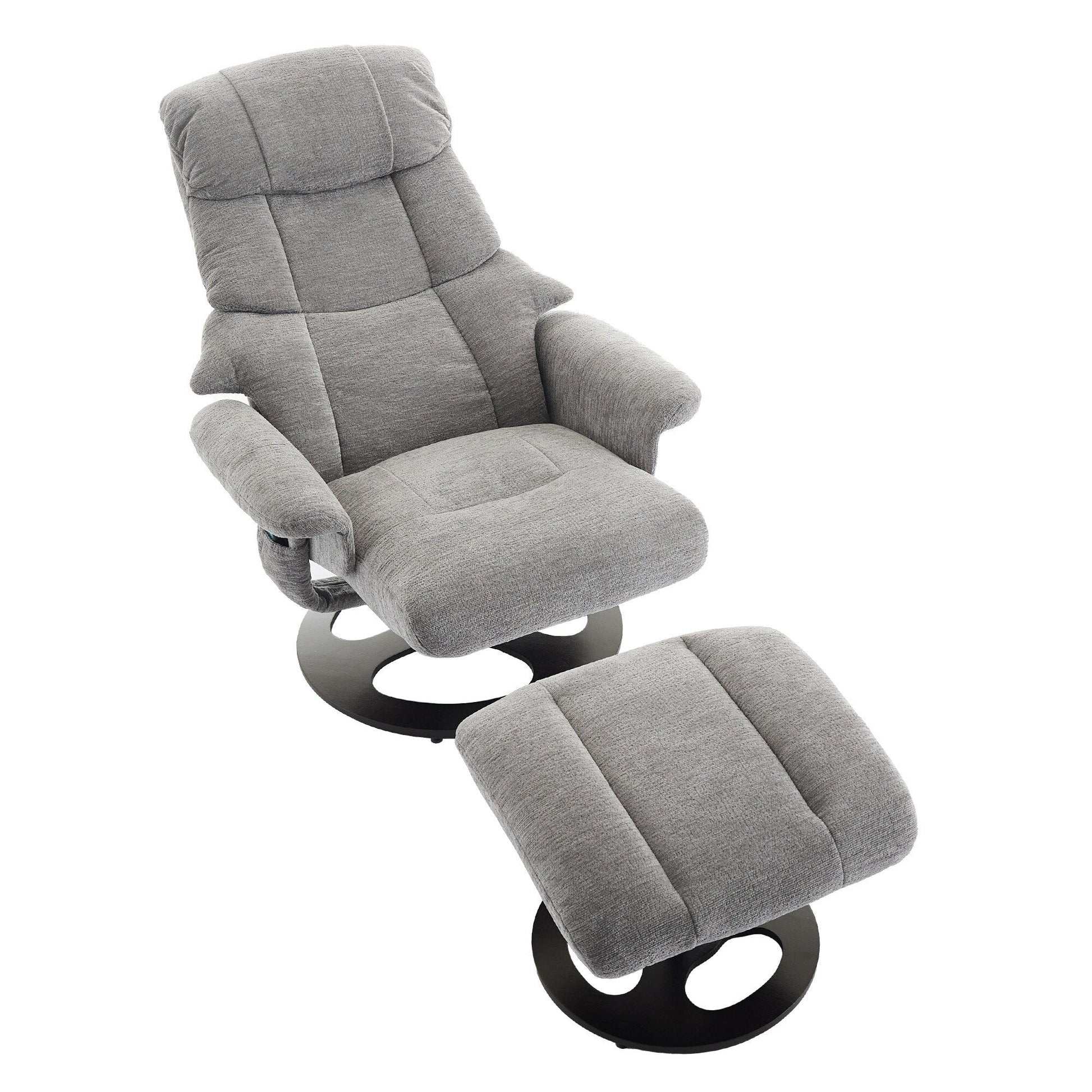 360° Swivel Ergonomic Recliner Chair with Ottoman, Adjustable Backrest, 5 Vibration Massage, Seat Heating, Chenille Fabric