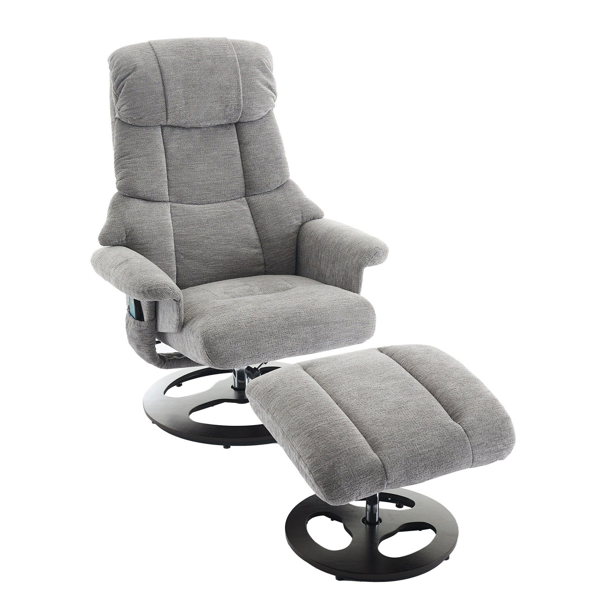 360° Swivel Ergonomic Recliner Chair with Ottoman, Adjustable Backrest, 5 Vibration Massage, Seat Heating, Chenille Fabric