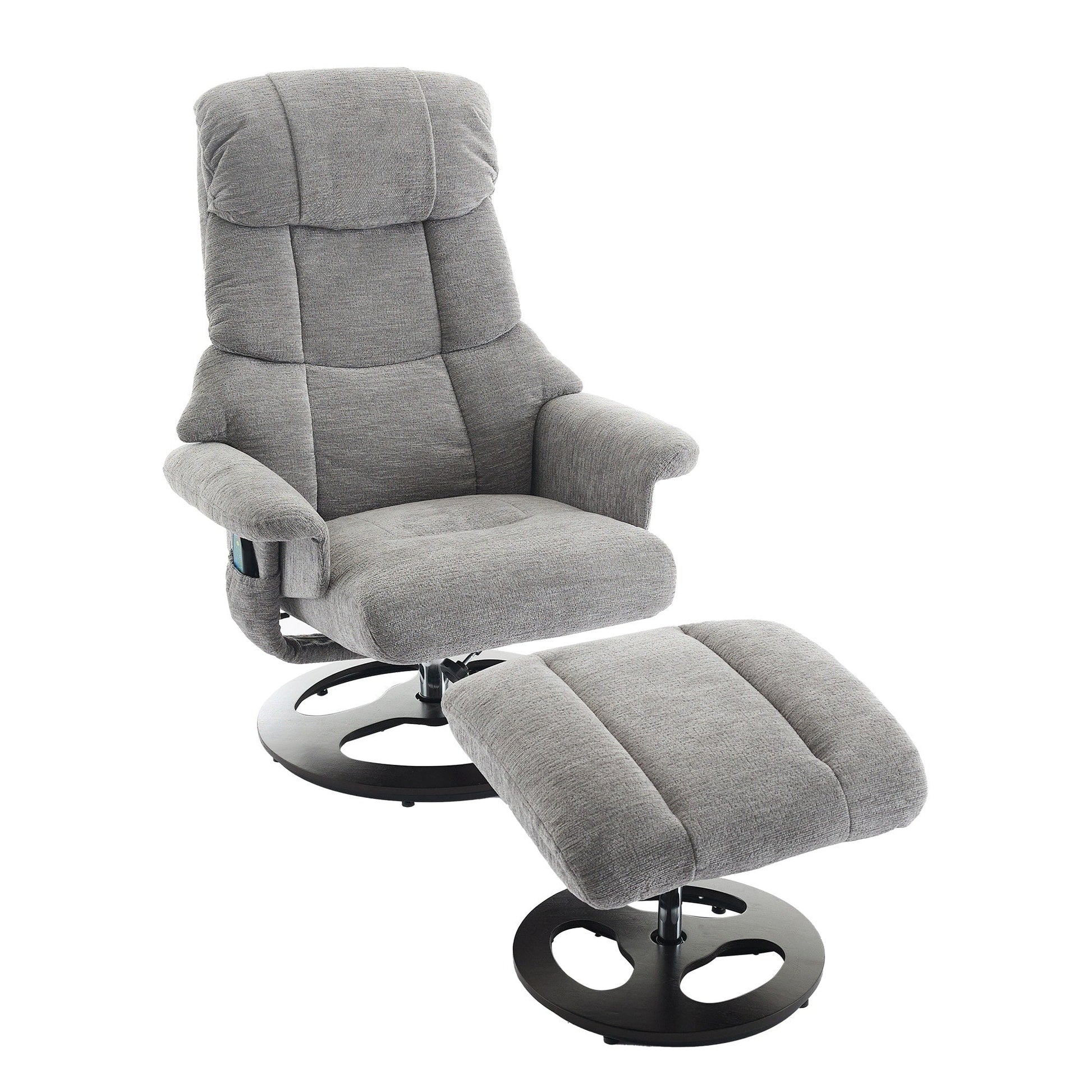 360° Swivel Ergonomic Recliner Chair with Ottoman, Adjustable Backrest, 5 Vibration Massage, Seat Heating, Chenille Fabric