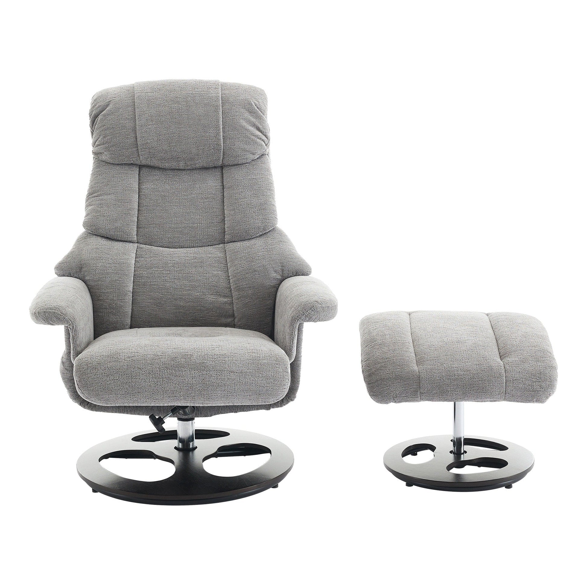 360° Swivel Ergonomic Recliner Chair with Ottoman, Adjustable Backrest, 5 Vibration Massage, Seat Heating, Chenille Fabric