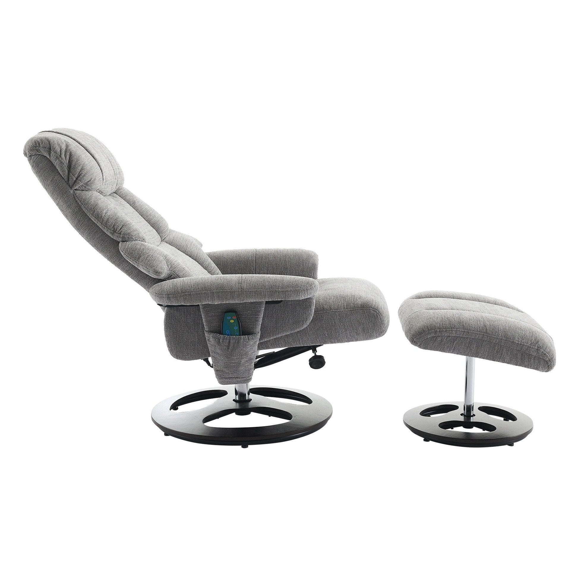 360° Swivel Ergonomic Recliner Chair with Ottoman, Adjustable Backrest, 5 Vibration Massage, Seat Heating, Chenille Fabric
