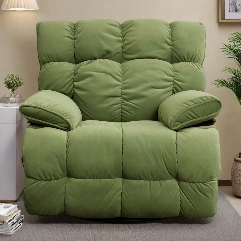 Fauteuil inclinable pivotant à 360° avec mécanisme d'inclinaison manuel et dossier haut.