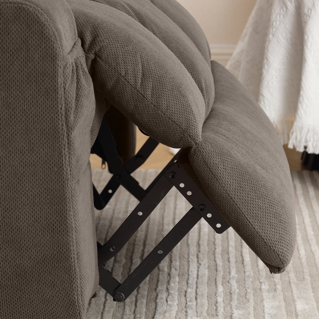 Fauteuil inclinable chauffant et massant pivotant à 360°, avec prise USB, porte-gobelets, rangement latéral et revêtement en polaire moelleux.