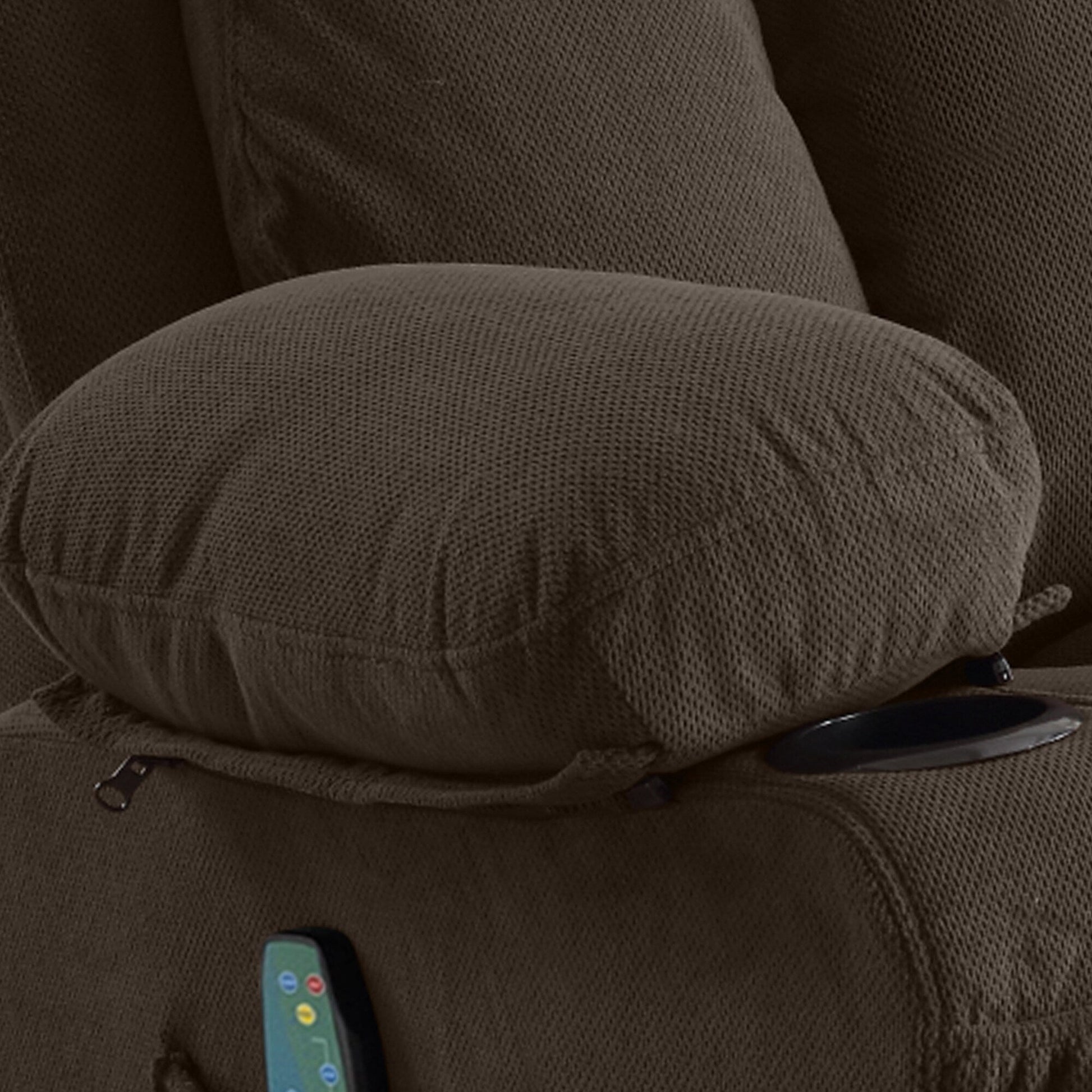 Fauteuil inclinable chauffant et massant pivotant à 360°, avec prise USB, porte-gobelets, rangement latéral et revêtement en polaire moelleux.