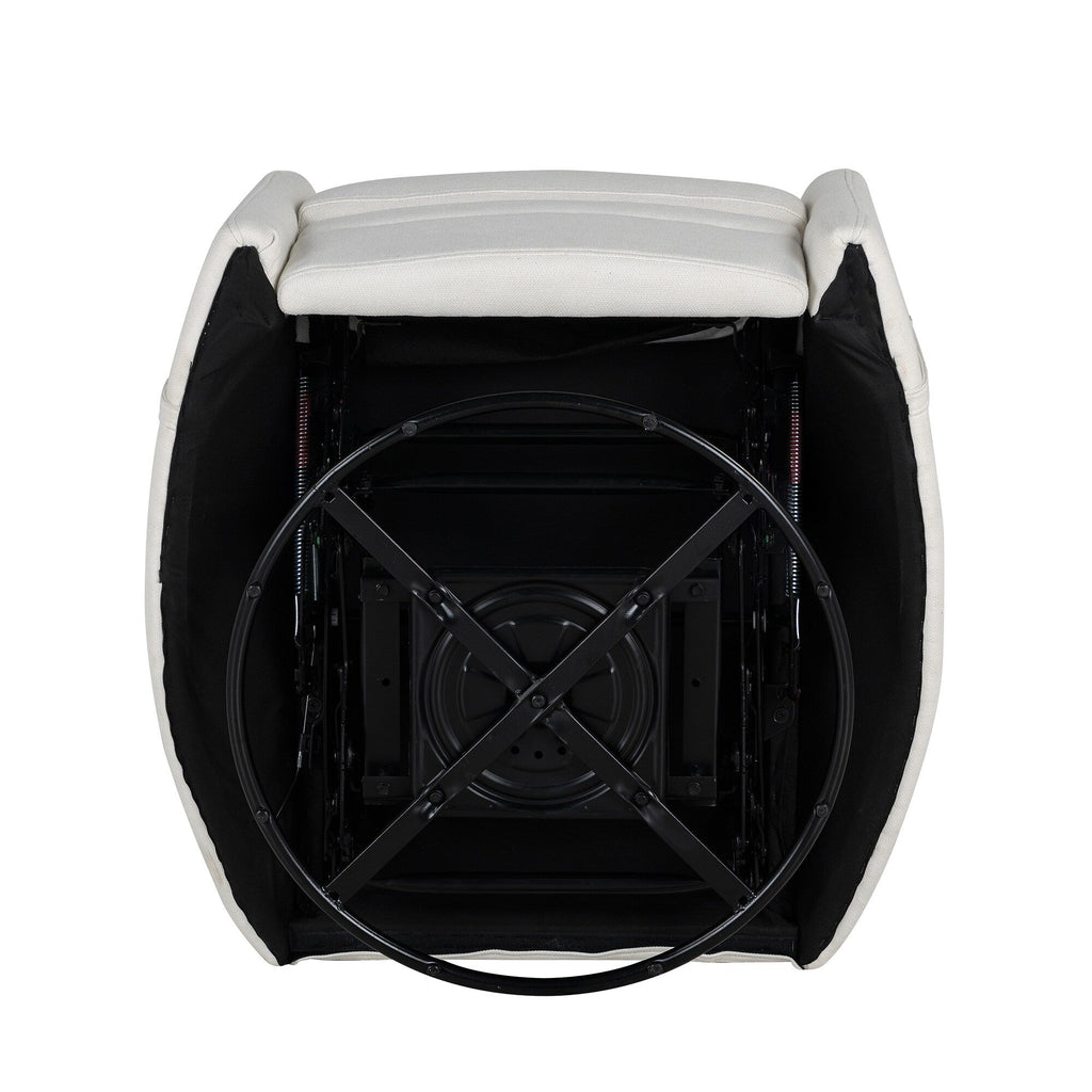 Fauteuil inclinable manuel pivotant à 360° avec fonction basculante, dossier réglable et accoudoirs ergonomiques.