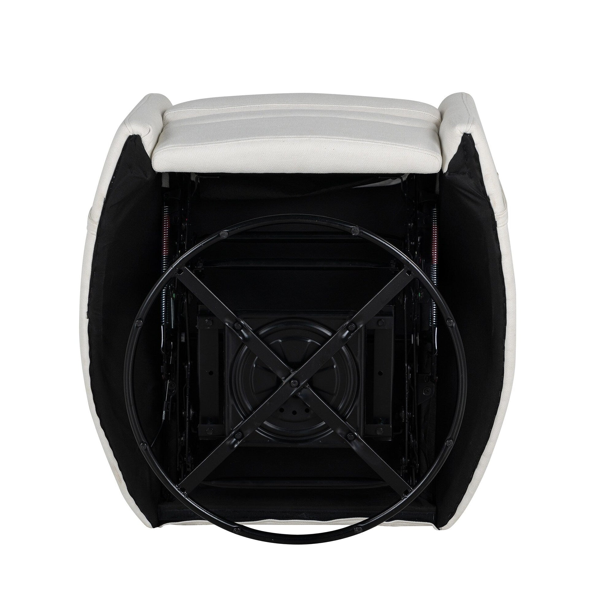 Fauteuil inclinable manuel pivotant à 360° avec fonction basculante, dossier réglable et accoudoirs ergonomiques.