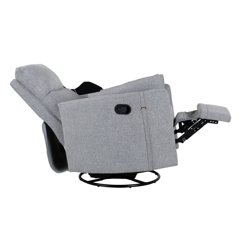 Fauteuil inclinable manuel pivotant à 360° avec fonction basculante, dossier réglable et accoudoirs ergonomiques.