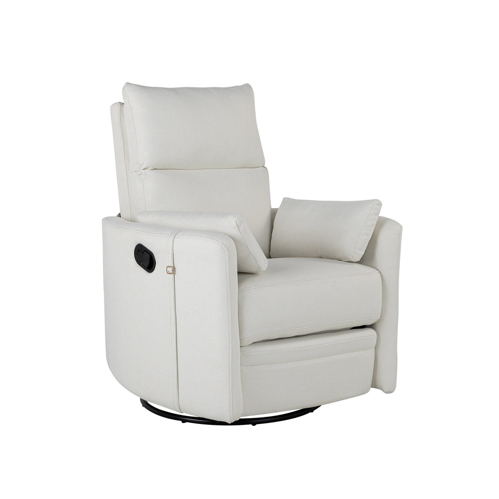 Fauteuil inclinable manuel pivotant à 360° avec fonction basculante, dossier réglable et accoudoirs ergonomiques.