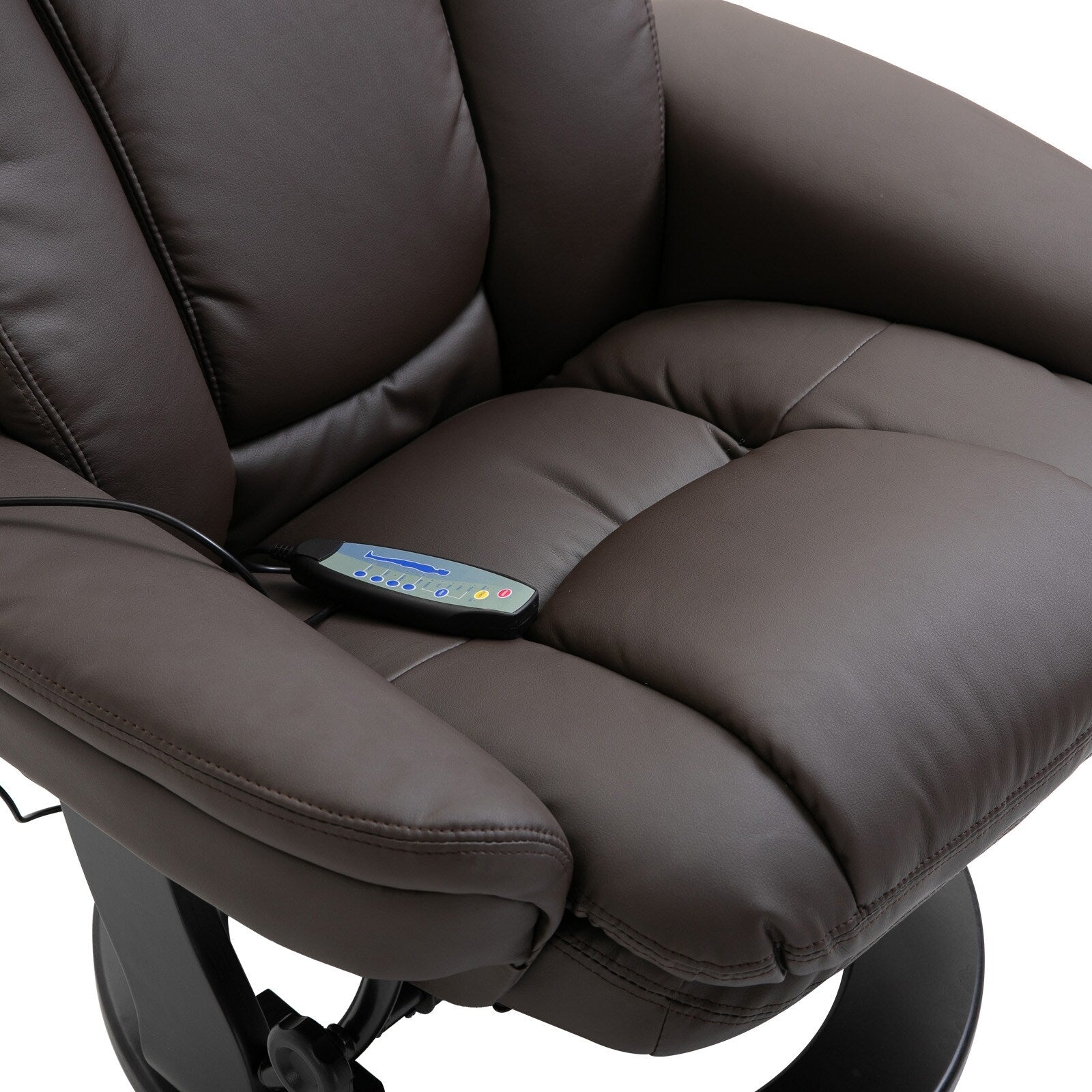 Fauteuil inclinable à massage pivotant à 360°, en cuir PU, pour salon, avec repose-pieds et télécommande.
