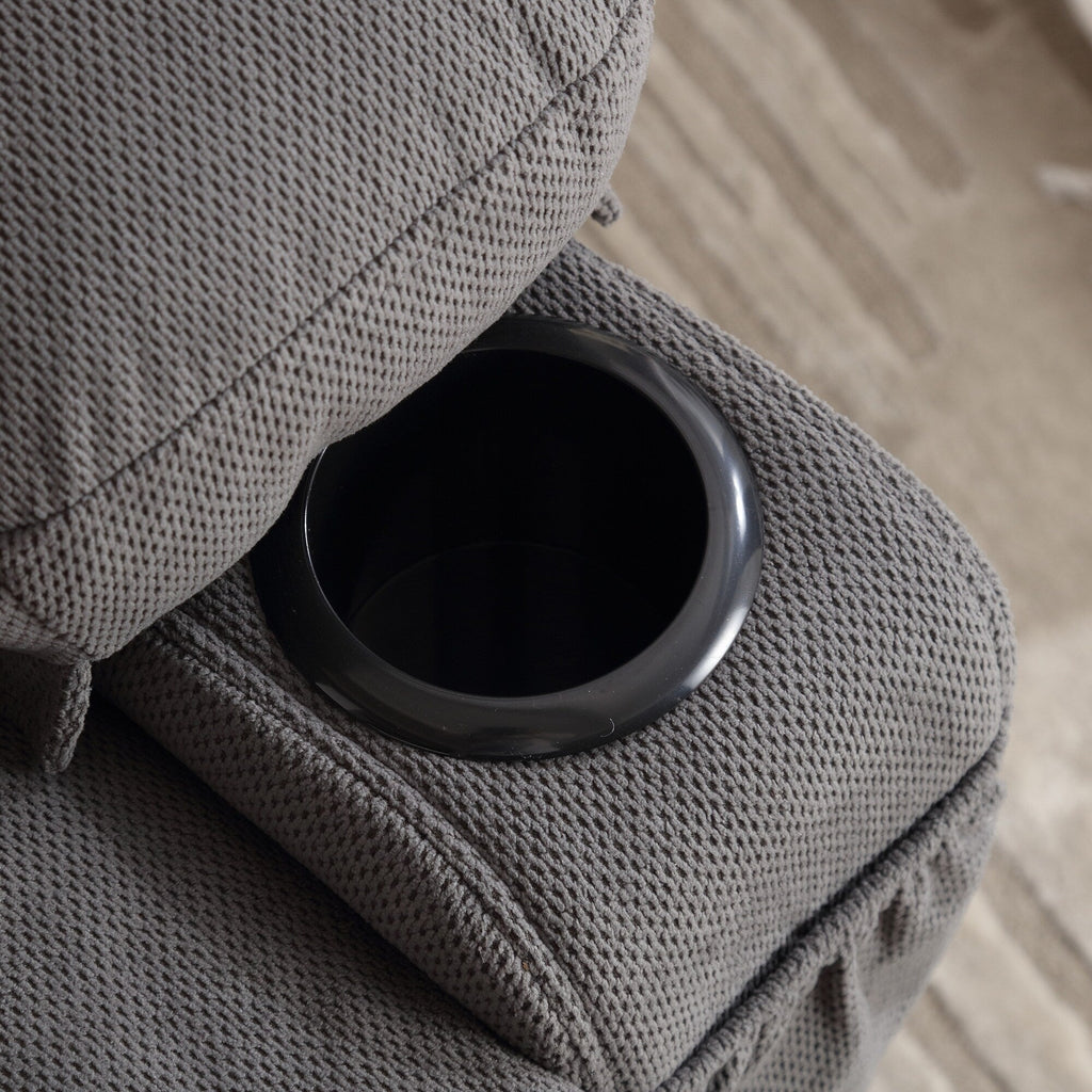 Fauteuil inclinable à massage pivotant à 360° en velours doux avec chauffage, USB, dossier manuel et poches de rangement.