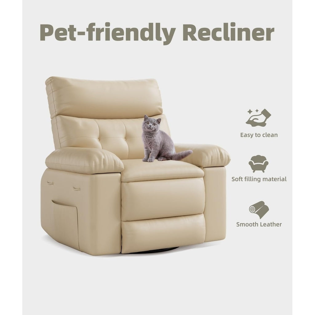 Fauteuils inclinables pivotants à 360° surdimensionnés avec fonction de massage et de chauffe - Fauteuil inclinable relaxant