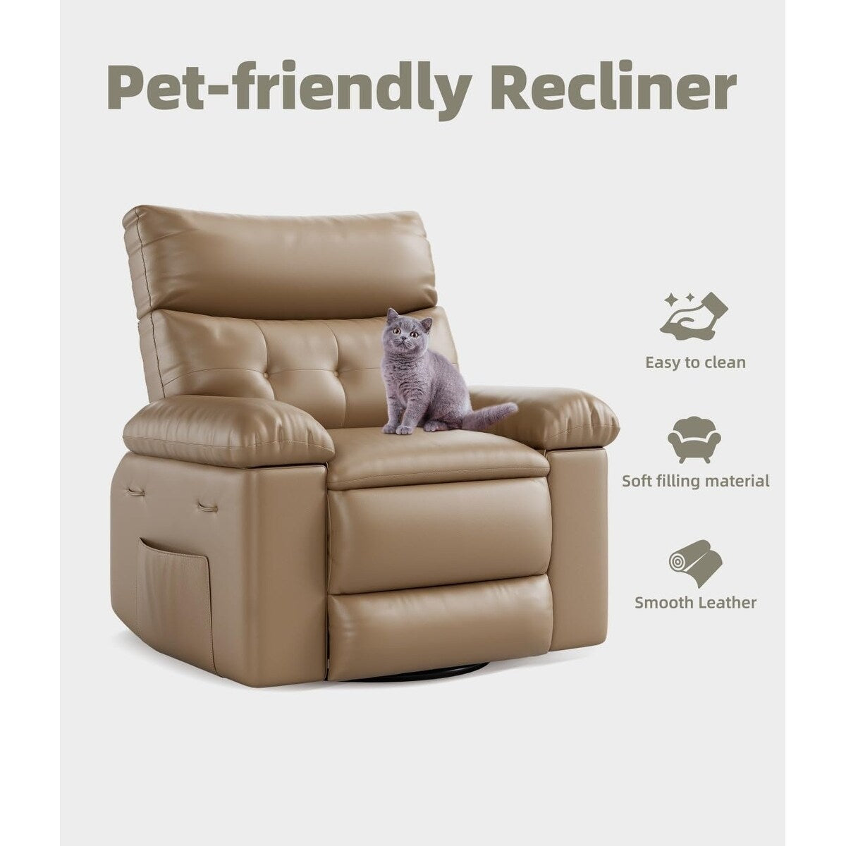 Fauteuils inclinables pivotants à 360° surdimensionnés avec fonction de massage et de chauffe - Fauteuil inclinable relaxant