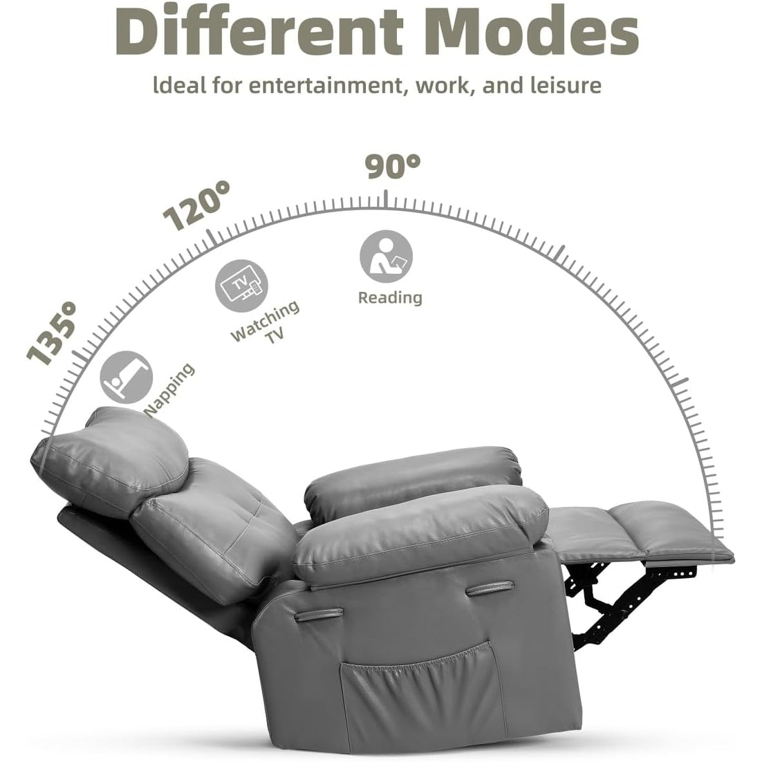 Fauteuils inclinables pivotants à 360° surdimensionnés avec fonction de massage et de chauffe - Fauteuil inclinable relaxant