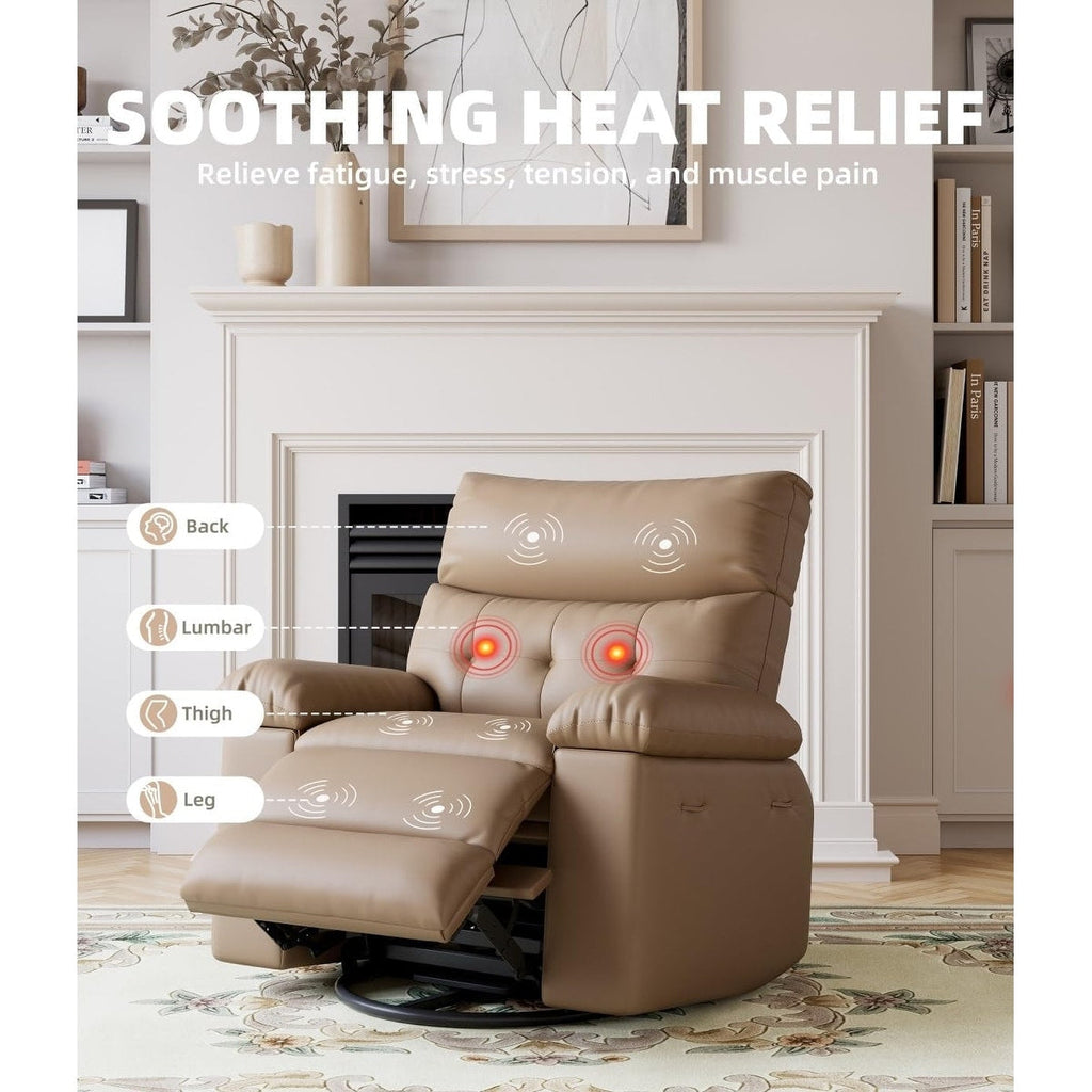 Fauteuils inclinables pivotants à 360° surdimensionnés avec fonction de massage et de chauffe - Fauteuil inclinable relaxant