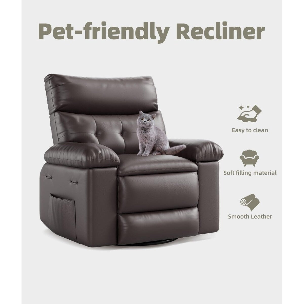 Fauteuils inclinables pivotants à 360° surdimensionnés avec fonction de massage et de chauffe - Fauteuil inclinable relaxant
