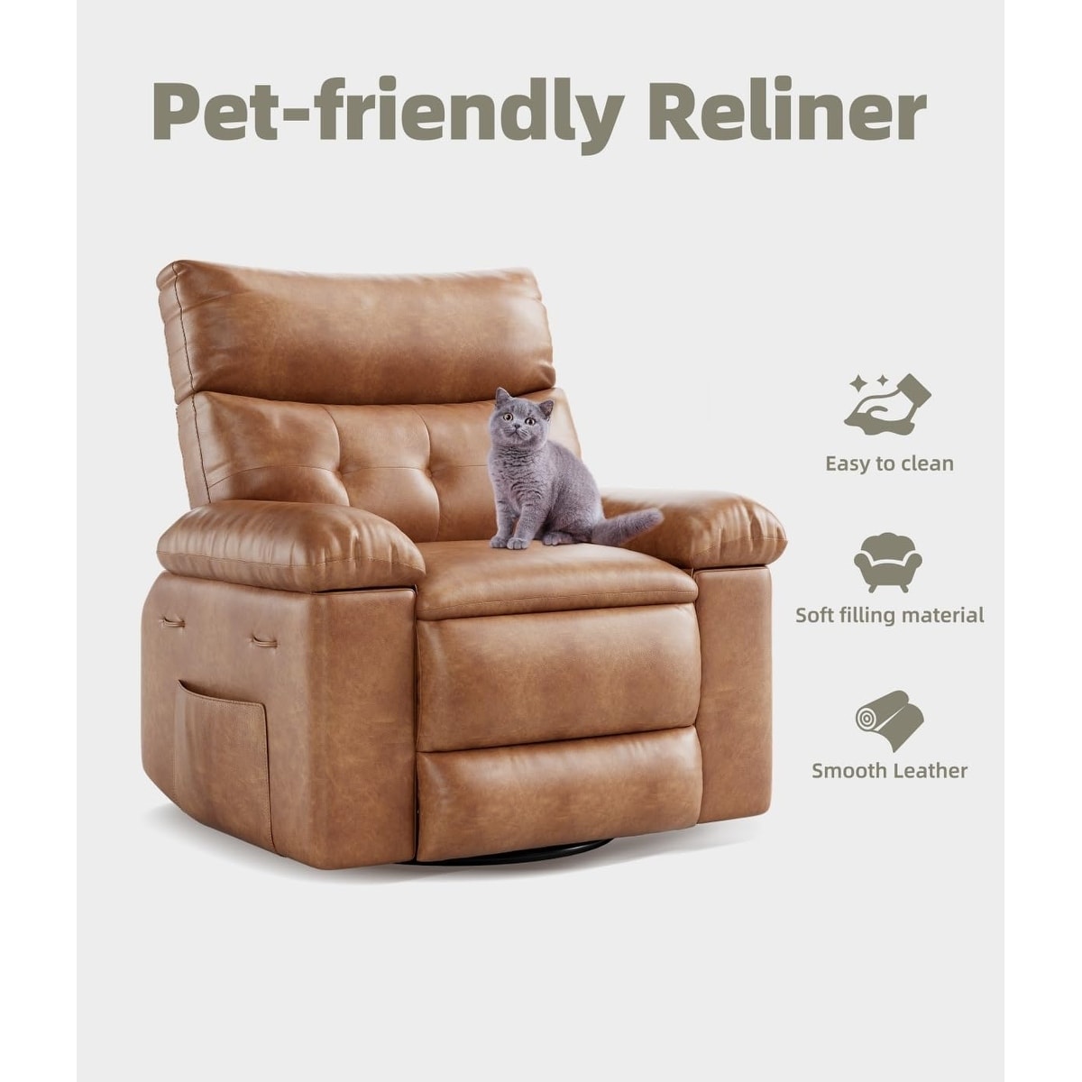 Fauteuils inclinables pivotants à 360° surdimensionnés avec fonction de massage et de chauffe - Fauteuil inclinable relaxant