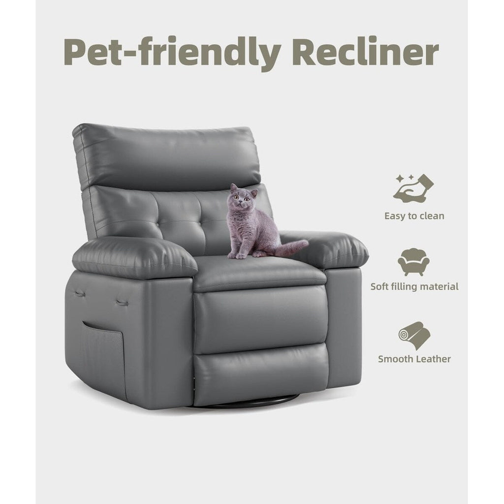 Fauteuils inclinables pivotants à 360° surdimensionnés avec fonction de massage et de chauffe - Fauteuil inclinable relaxant