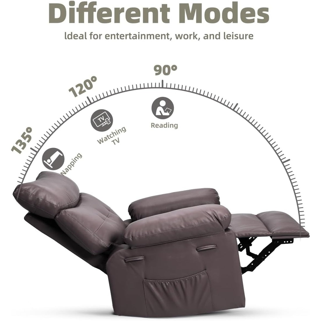 Fauteuils inclinables pivotants à 360° surdimensionnés avec fonction de massage et de chauffe - Fauteuil inclinable relaxant