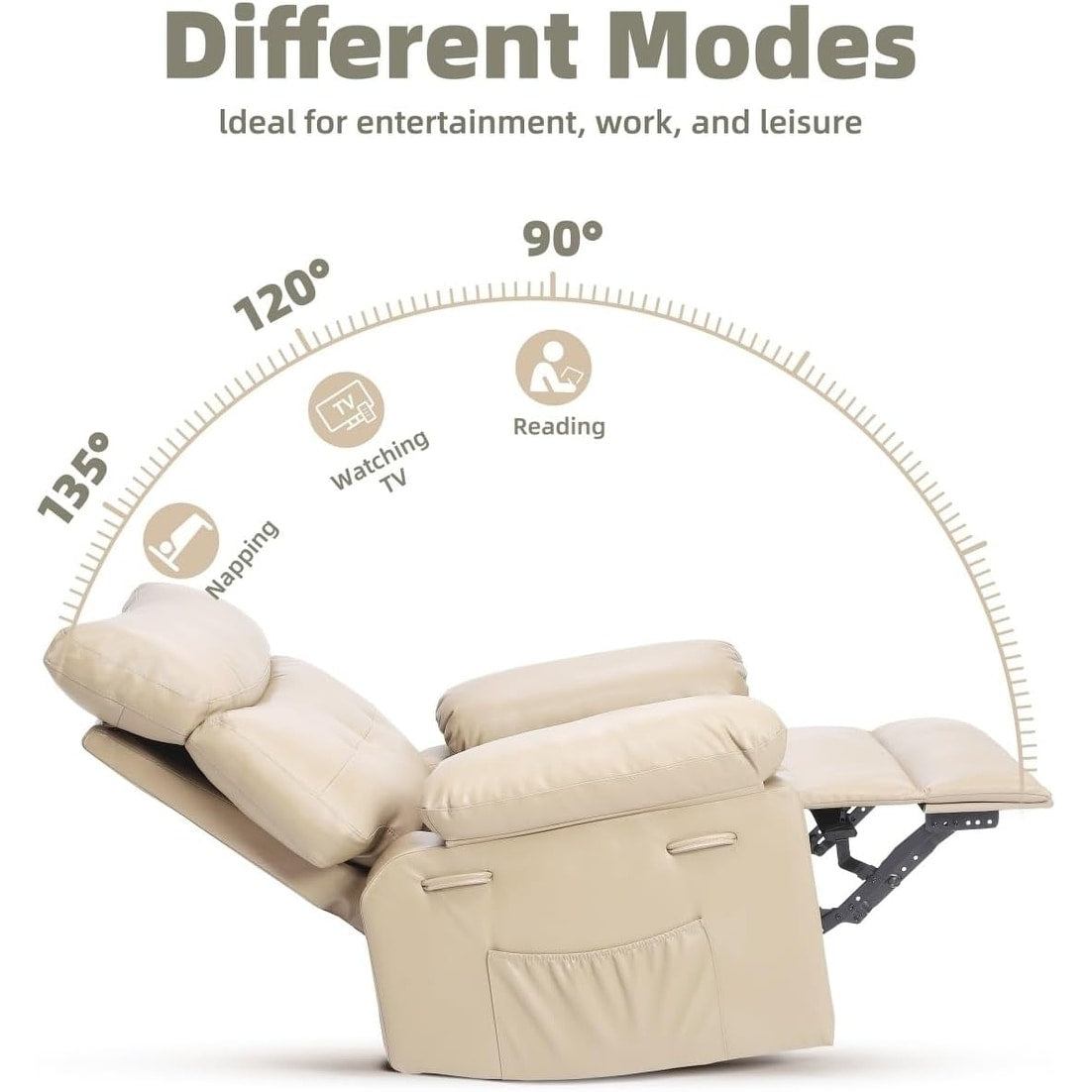 Fauteuils inclinables pivotants à 360° surdimensionnés avec fonction de massage et de chauffe - Fauteuil inclinable relaxant