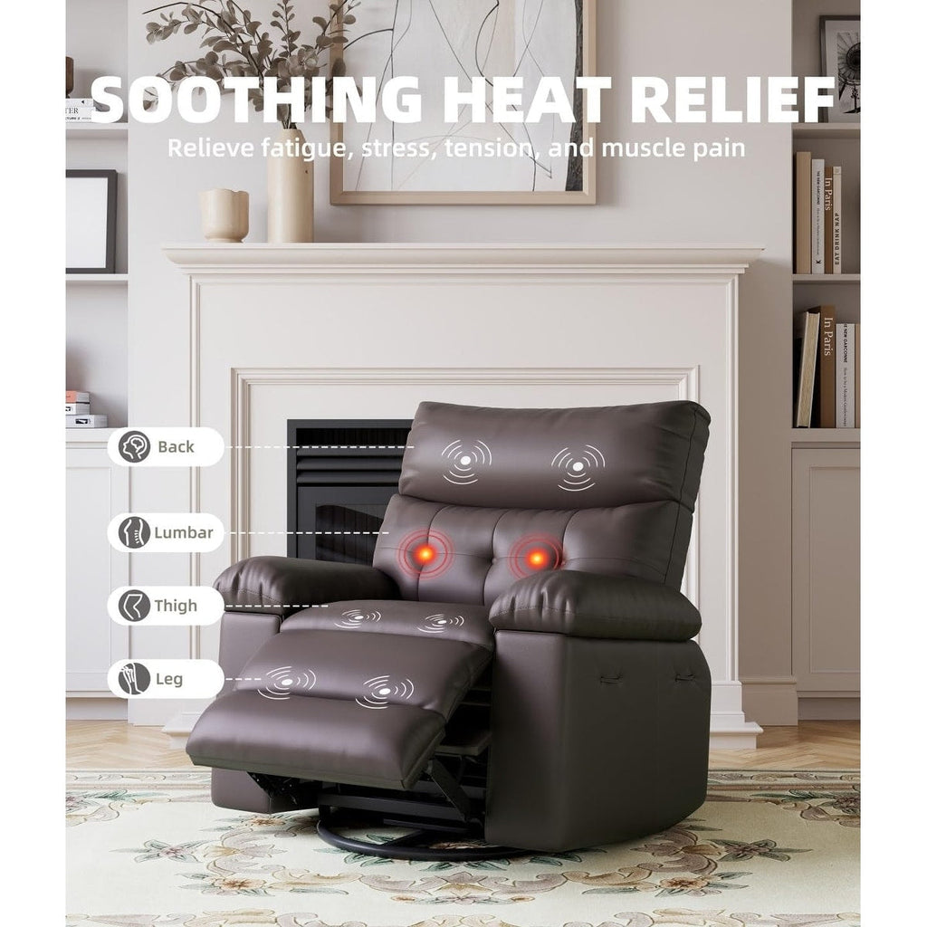 Fauteuils inclinables pivotants à 360° surdimensionnés avec fonction de massage et de chauffe - Fauteuil inclinable relaxant