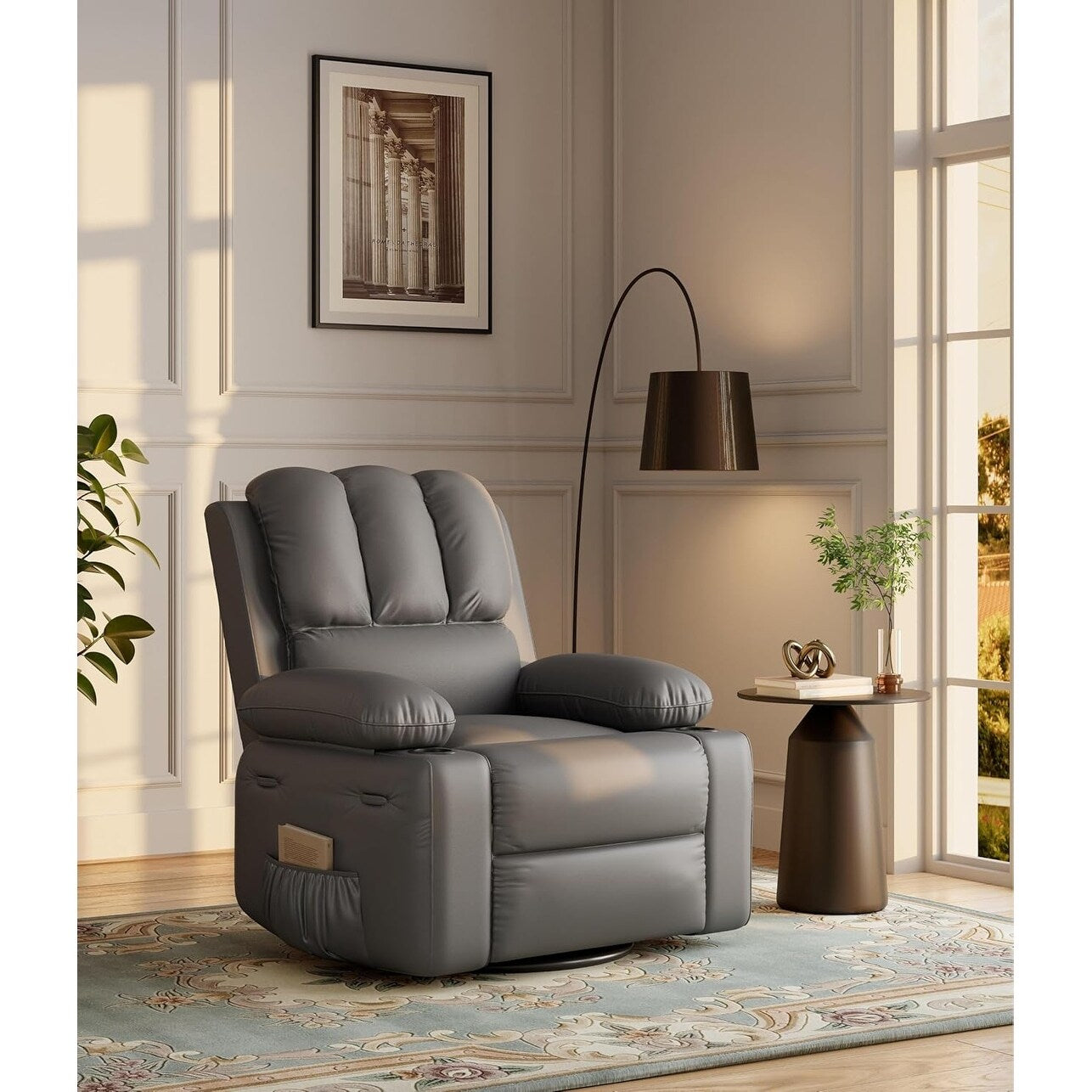Fauteuils inclinables pivotants à 360° surdimensionnés avec fonction de massage et de chauffe