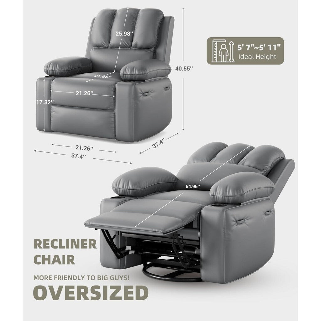 Fauteuils inclinables pivotants à 360° surdimensionnés avec fonction de massage et de chauffe